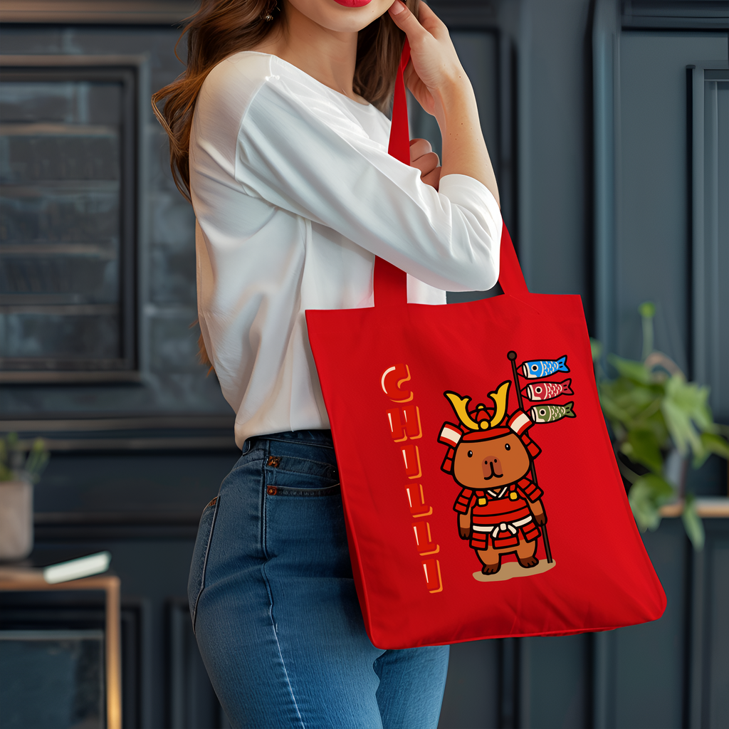 Chilli the Samurai Warrior Capybara Cartoon Tote Bag, Cute Kawaii Animal Gift