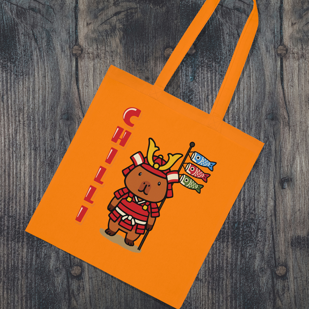 Chilli the Samurai Warrior Capybara Cartoon Tote Bag, Cute Kawaii Animal Gift