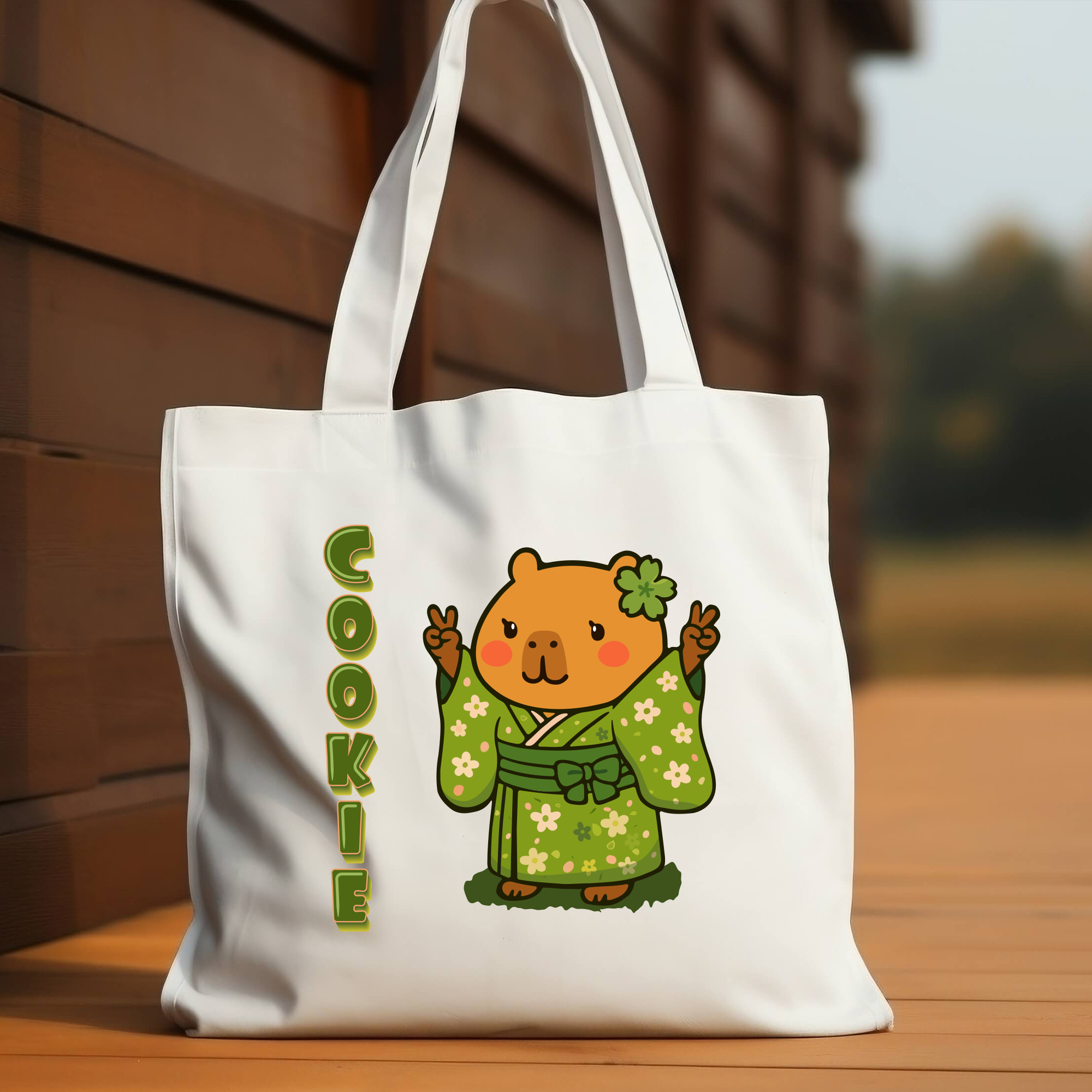 Cookie the Fun Lover Capybara Cartoon Tote Bag, Cute Kawaii Animal Gift