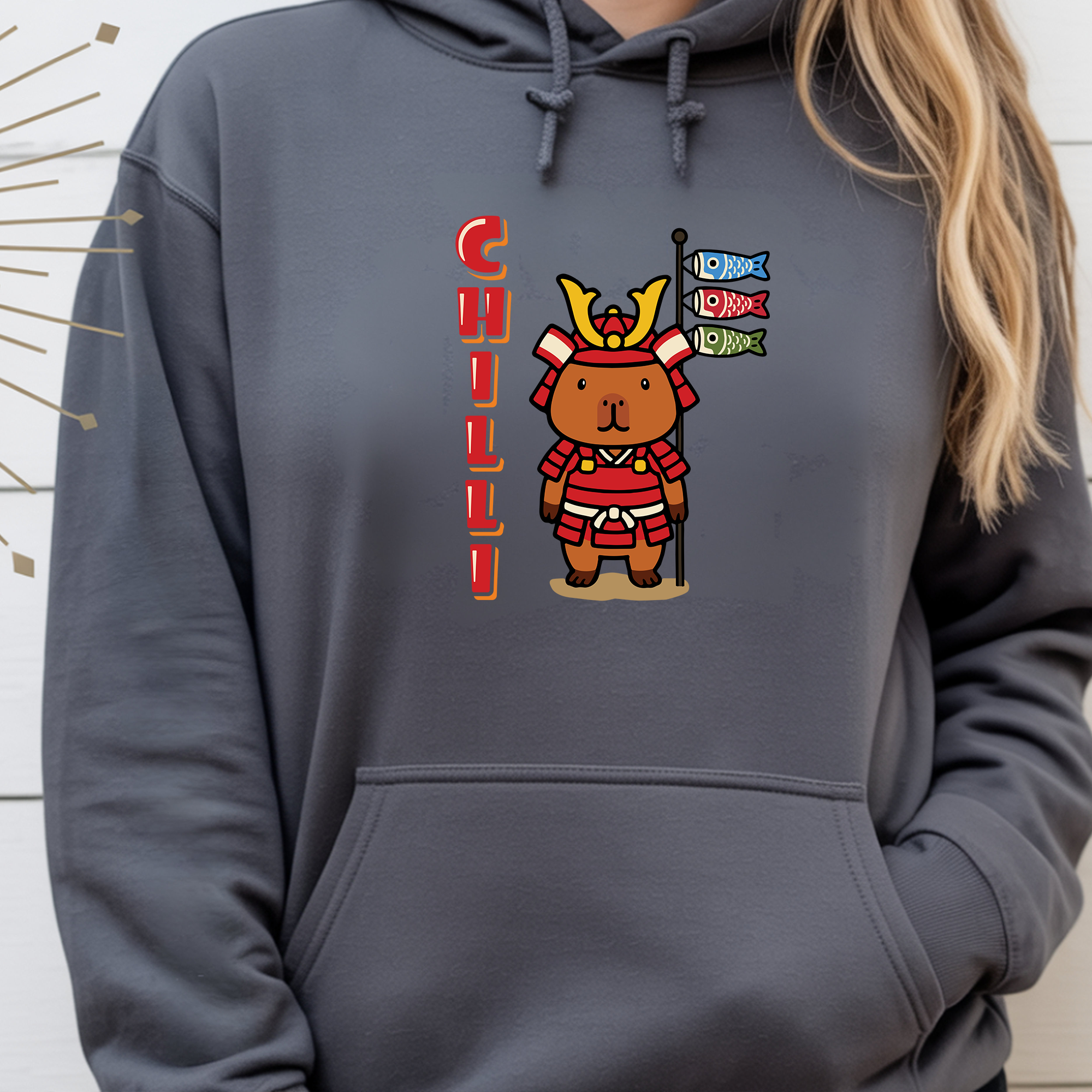 Chilli the Samurai Warrior Capybara Cartoon Hoodie, Cute Kawaii Animal Gift