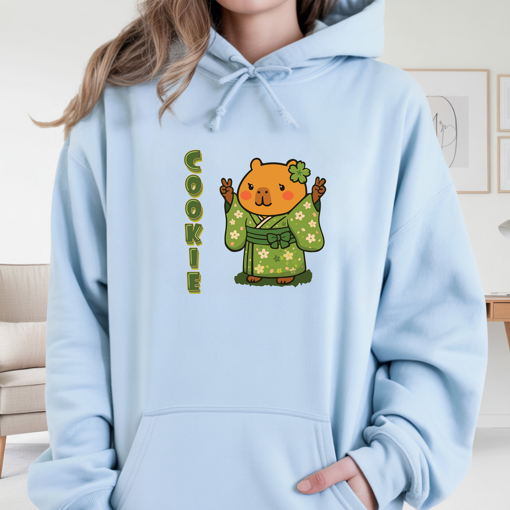 Cookie the Fun Lover Capybara Cartoon Hoodie, Cute Kawaii Animal Gift