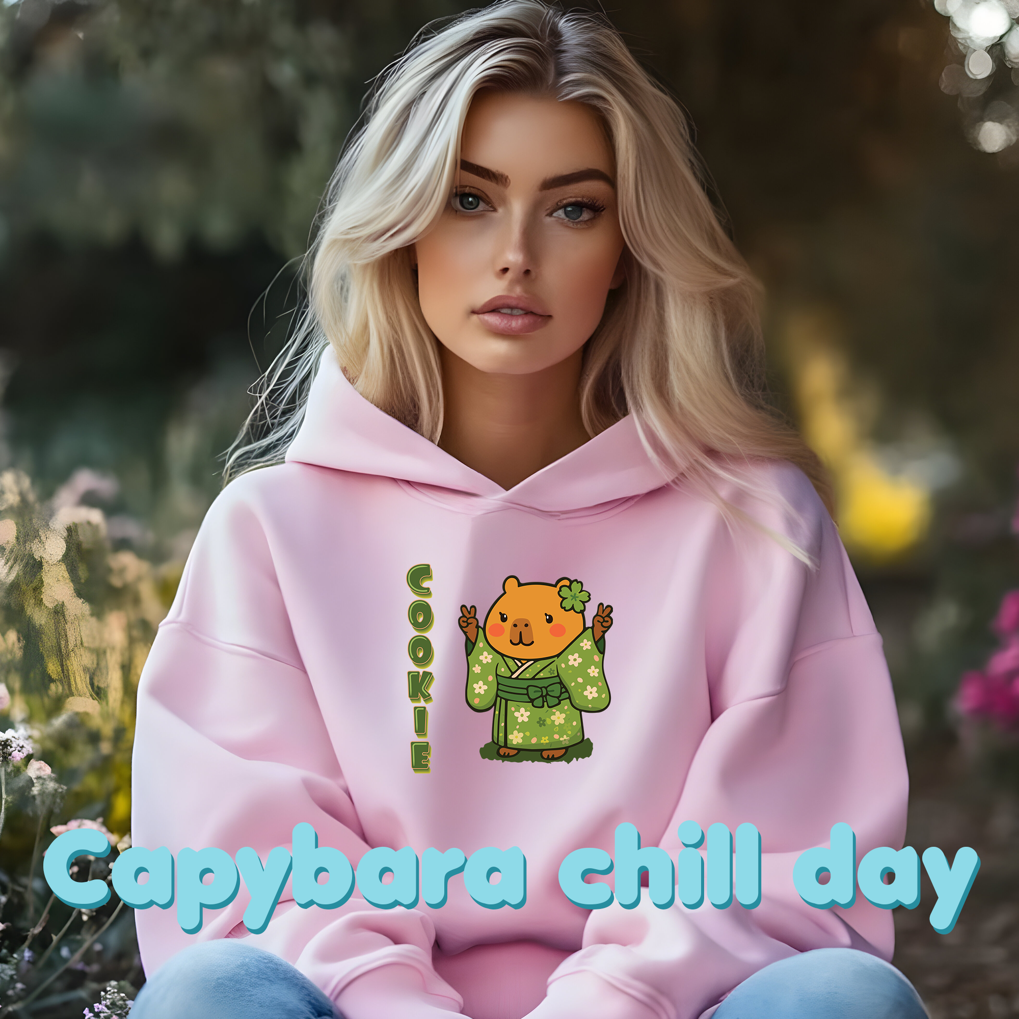 Cookie the Fun Lover Capybara Cartoon Hoodie, Cute Kawaii Animal Gift