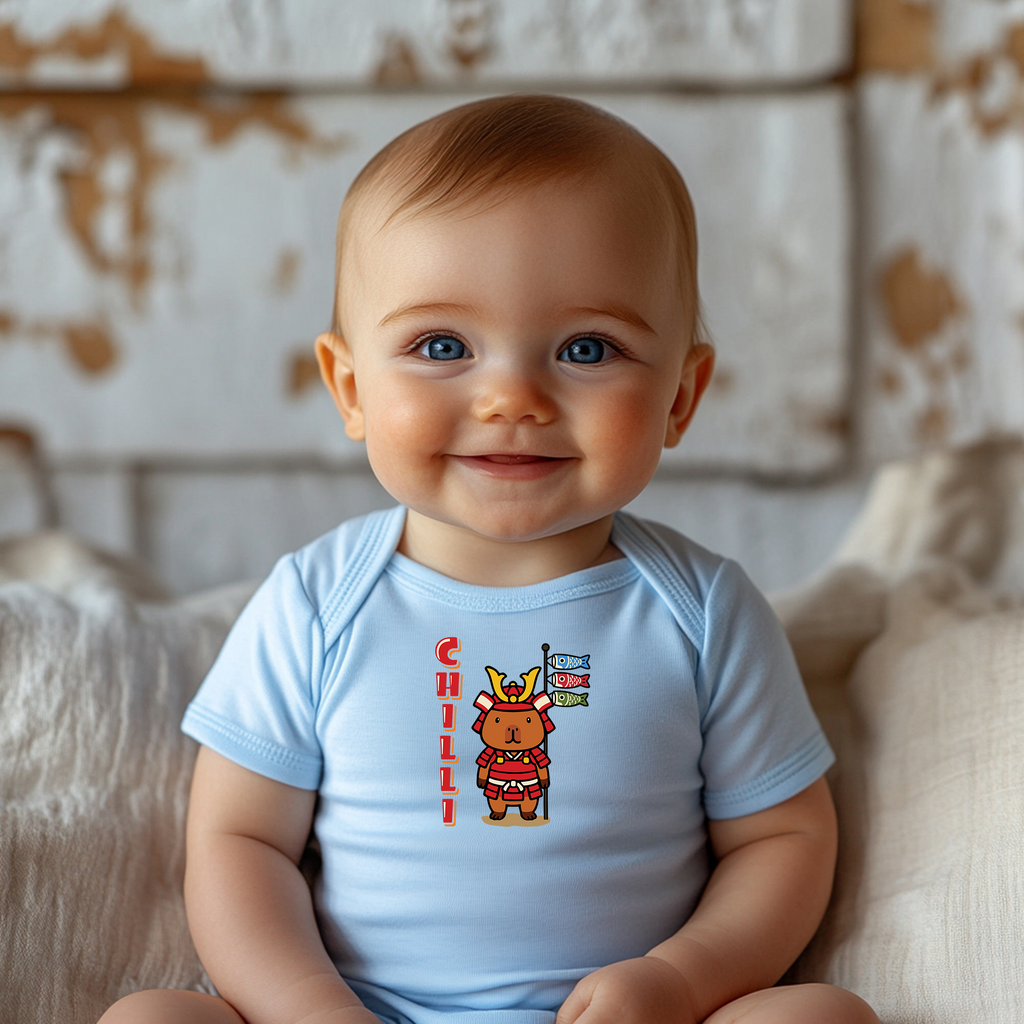 Chilli the Samurai Warrior Capybara Cartoon Bodysuit, Cute Kawaii Animal Gift