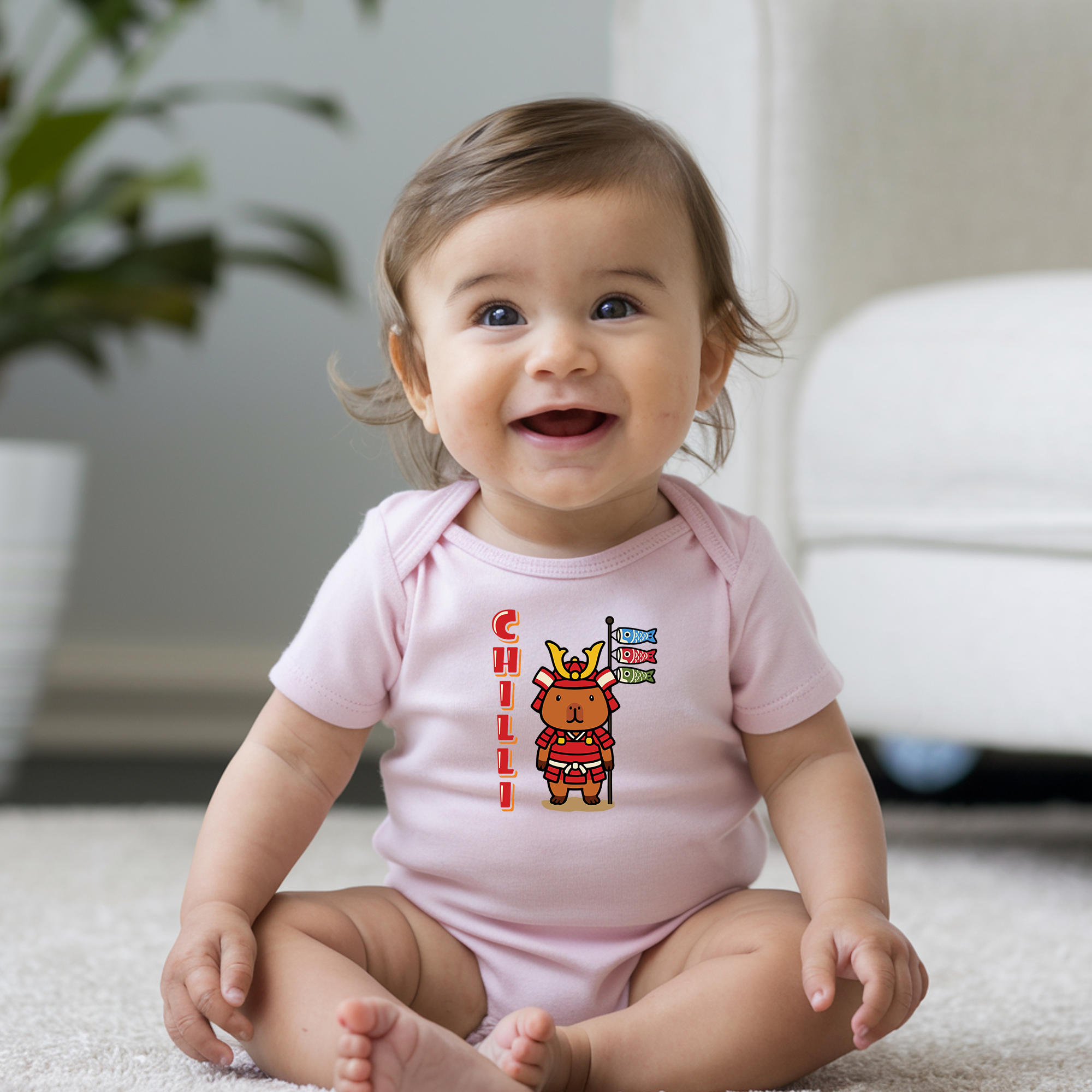 Chilli the Samurai Warrior Capybara Cartoon Bodysuit, Cute Kawaii Animal Gift