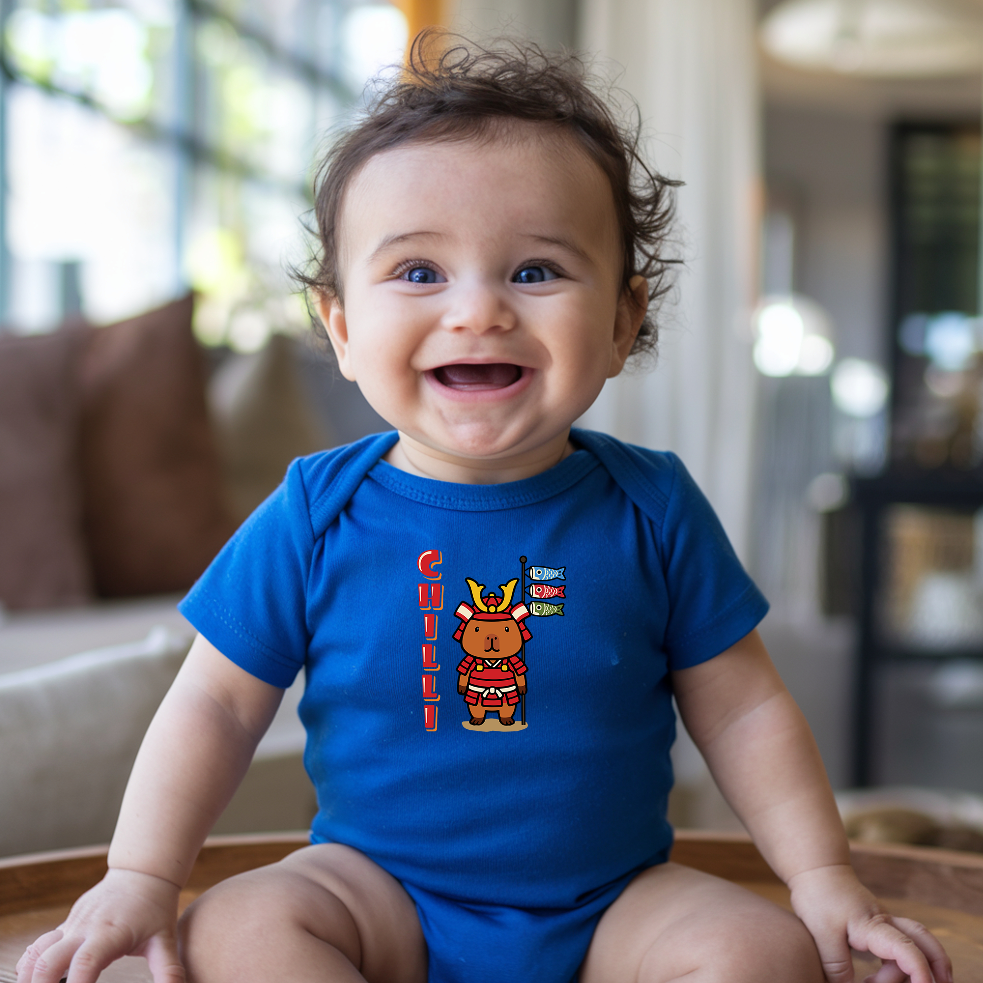 Chilli the Samurai Warrior Capybara Cartoon Bodysuit, Cute Kawaii Animal Gift