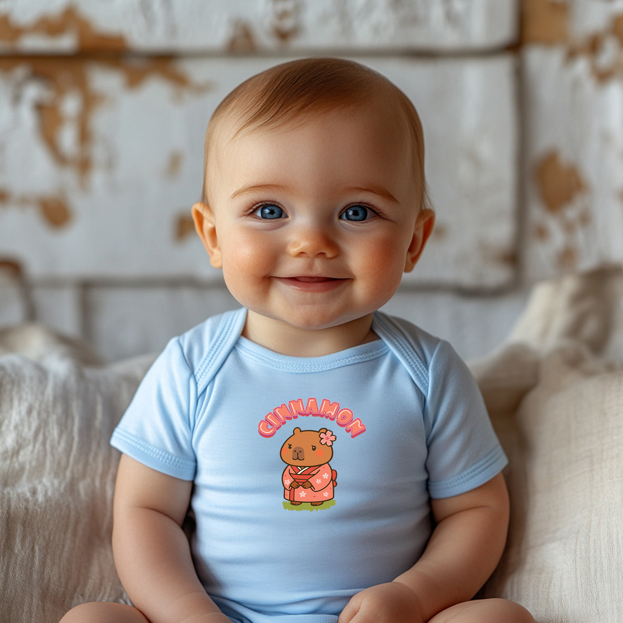 Cinnamon the Cherry Blossom Lover Capybara Cartoon Bodysuit, Cute Kawaii Animal Gift