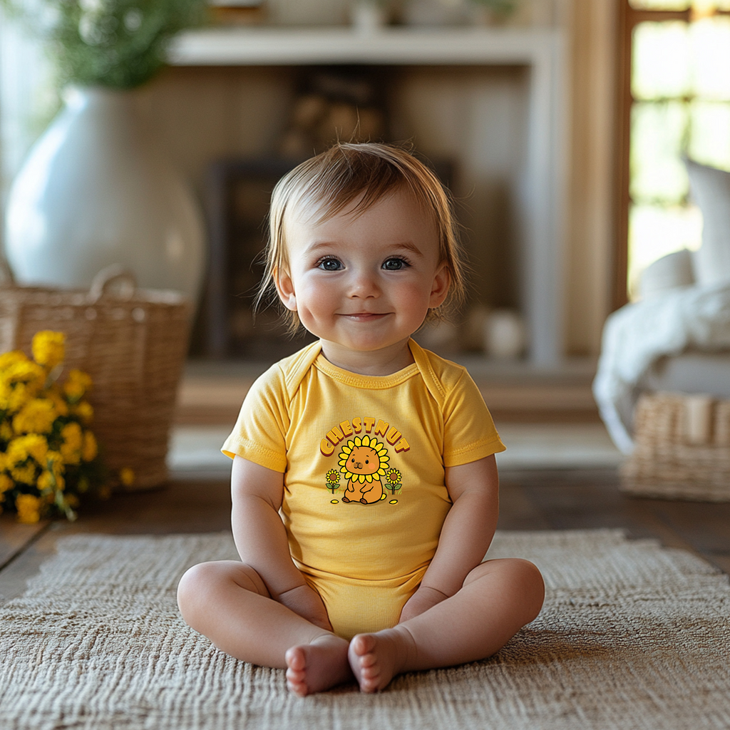 Chestnut the Sunflower Lover Capybara Cartoon Bodysuit, Cute Kawaii Animal Gift