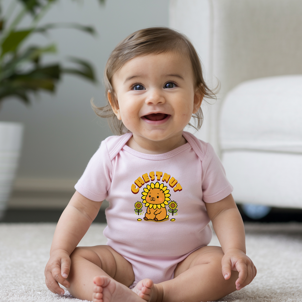 Chestnut the Sunflower Lover Capybara Cartoon Bodysuit, Cute Kawaii Animal Gift
