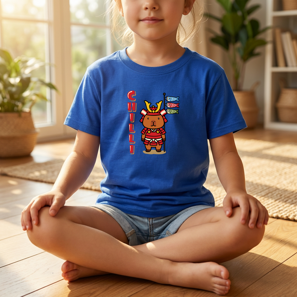 Chilli the Samurai Warrior Capybara Cartoon T-Shirt, Cute Kawaii Animal Gift