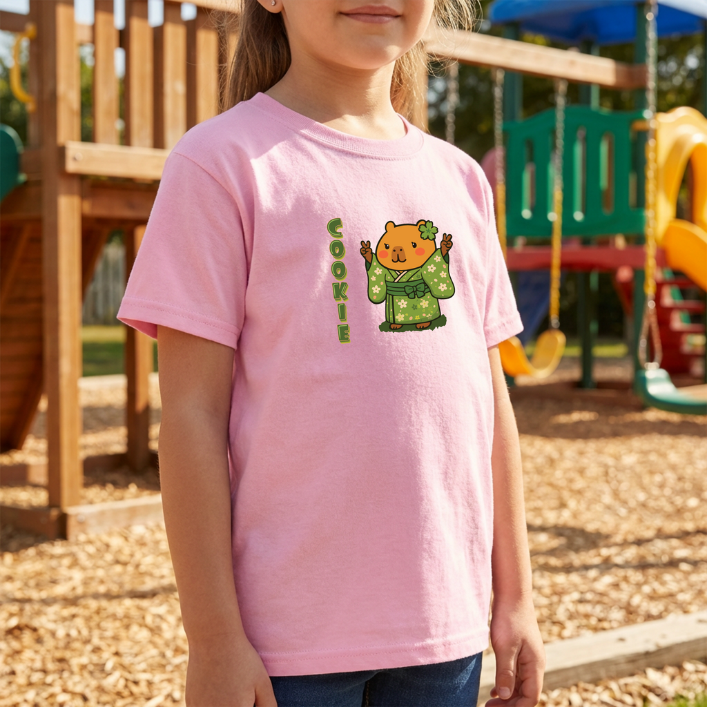 Cookie the Fun Lover Capybara Cartoon T-Shirt, Cute Kawaii Animal Gift