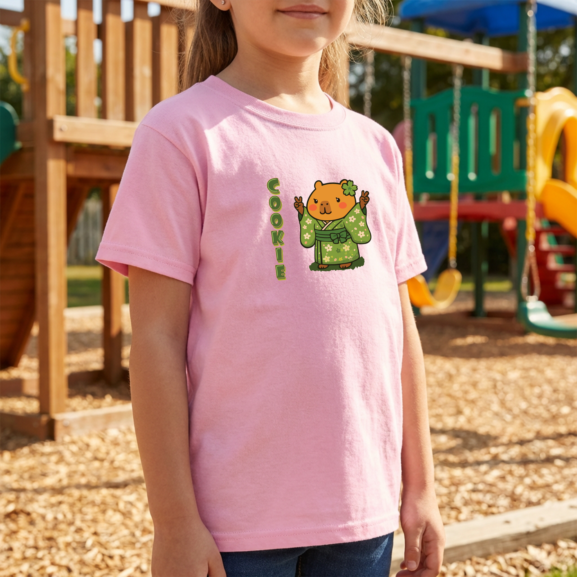 Cookie the Fun Lover Capybara Cartoon T-Shirt, Cute Kawaii Animal Gift