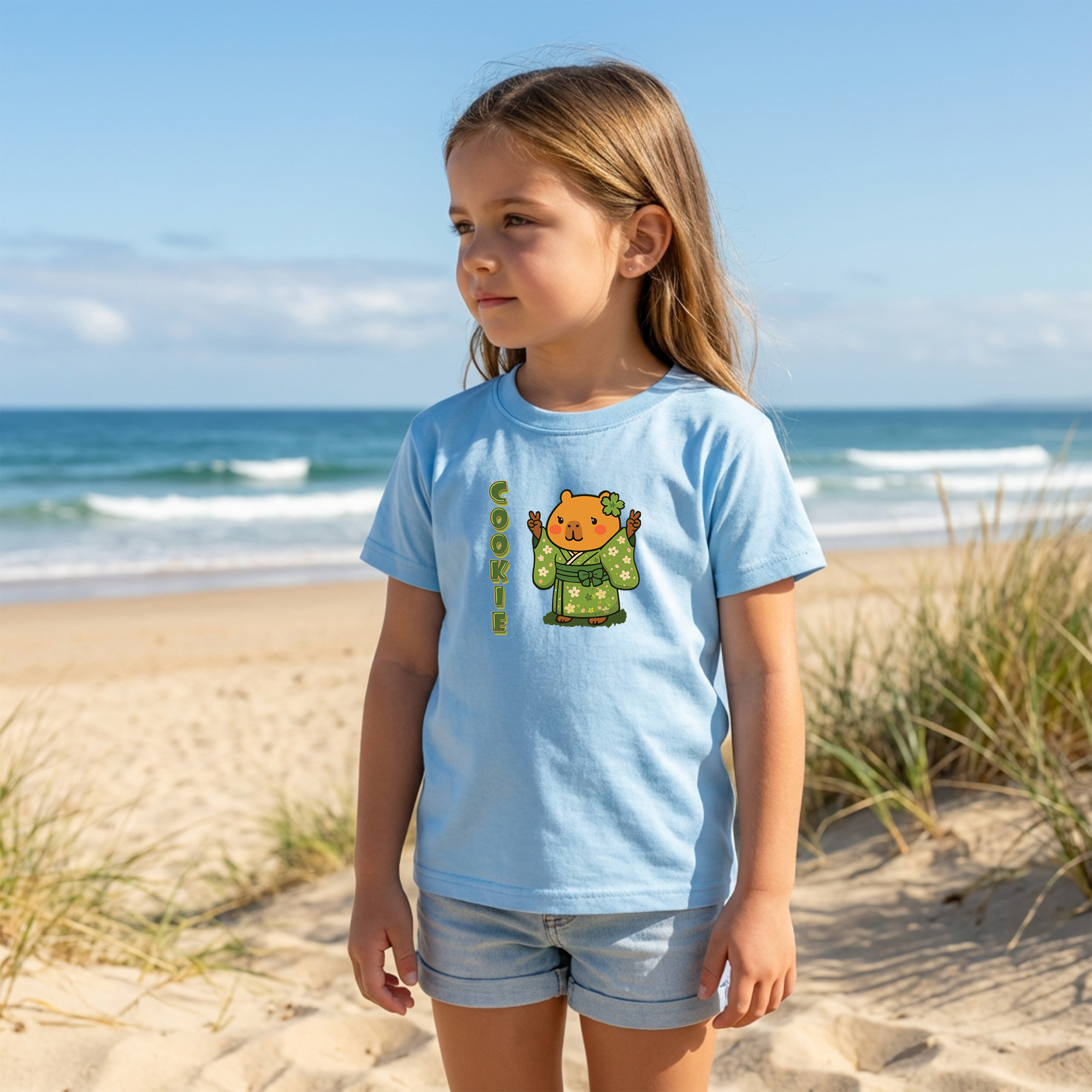 Cookie the Fun Lover Capybara Cartoon T-Shirt, Cute Kawaii Animal Gift