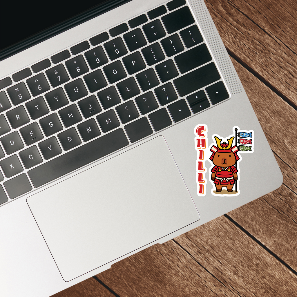 Chilli the Samurai Warrior Capybara Cartoon Stickers, Cute Kawaii Animal Gift