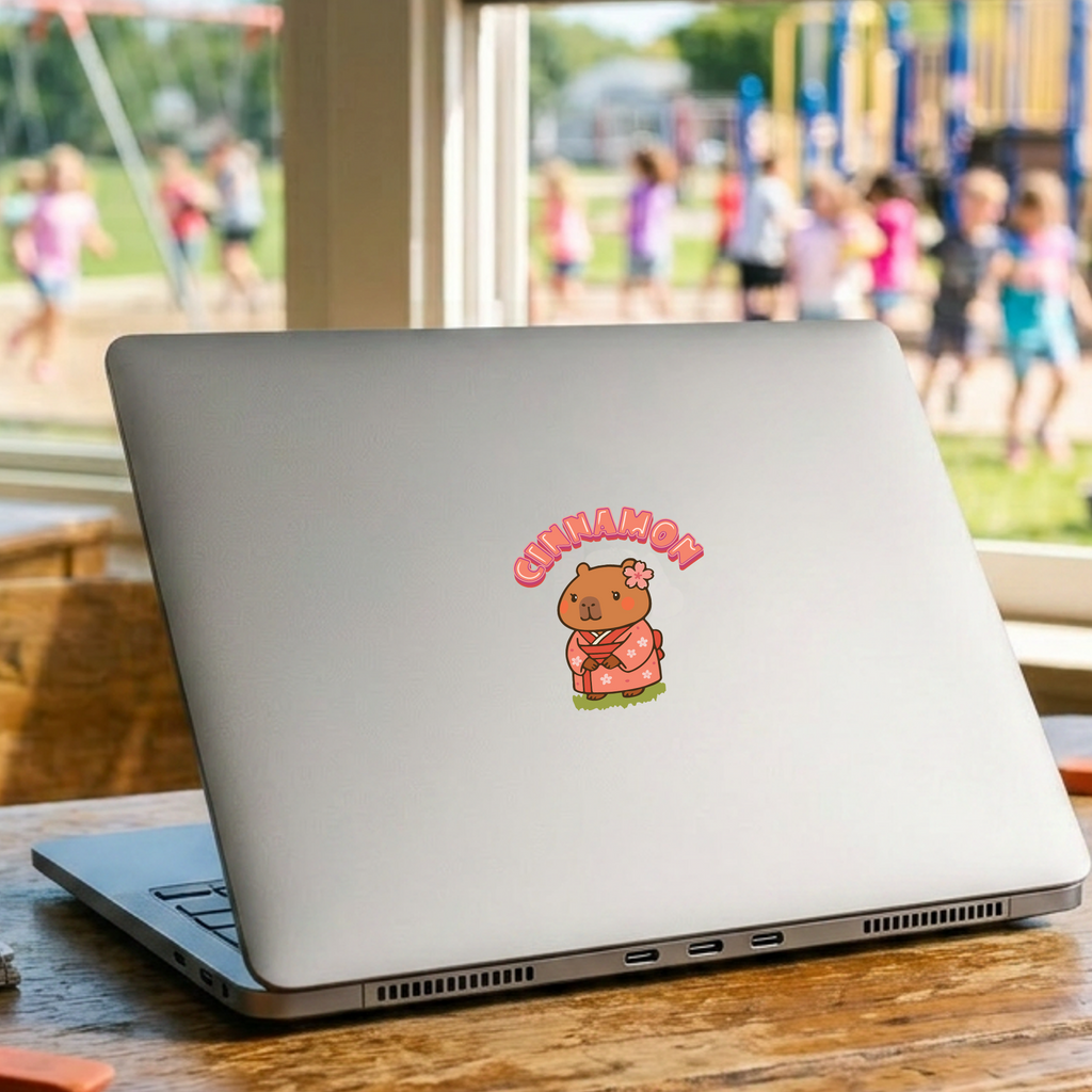 Cinnamon the Cherry Blossom Lover Capybara Cartoon Stickers, Cute Kawaii Animal Gift