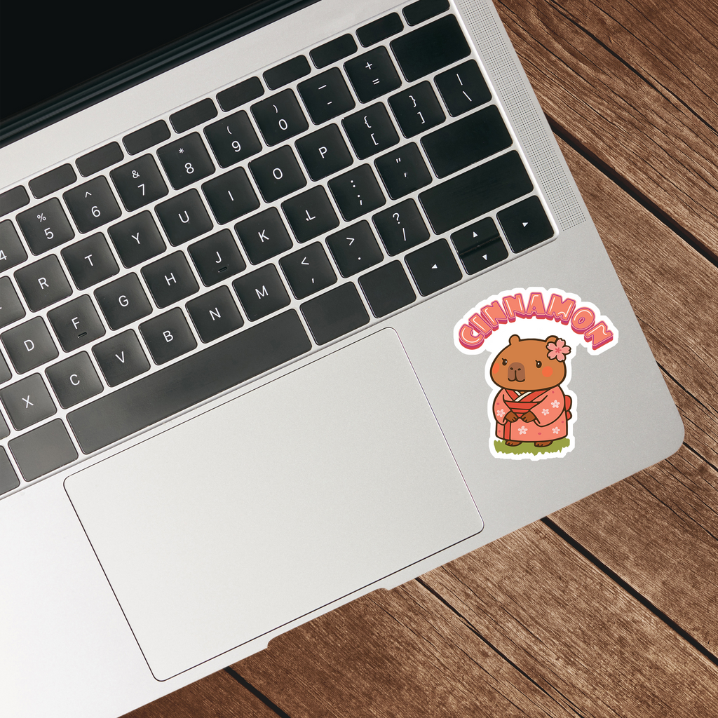 Cinnamon the Cherry Blossom Lover Capybara Cartoon Stickers, Cute Kawaii Animal Gift