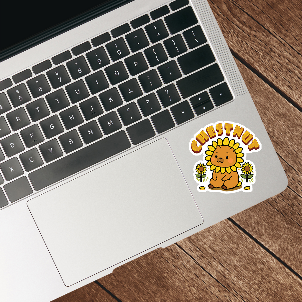 Chestnut the Sunflower Lover Capybara Cartoon Stickers, Cute Kawaii Animal Gift for Children