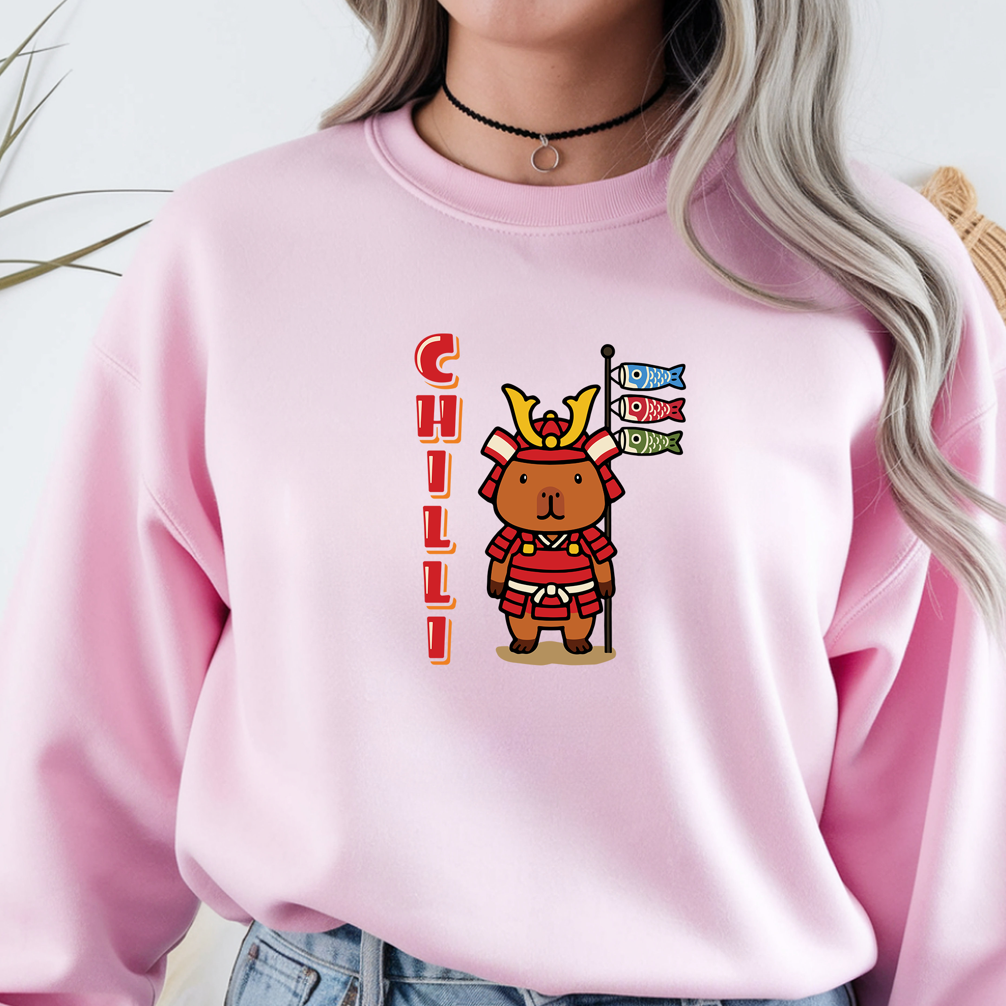 Chilli the Samurai Warrior Capybara Cartoon long sleeve shirt, Cute Kawaii Animal Gift