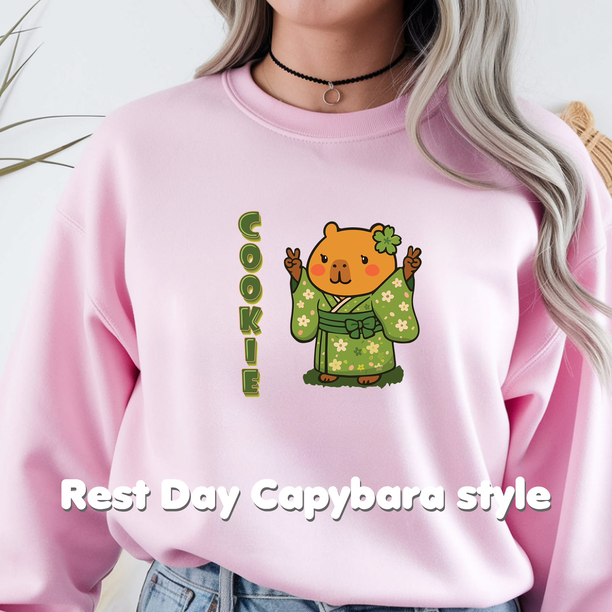 Cookie the Fun Lover Capybara Cartoon long sleeve shirt, Cute Kawaii Animal Gift