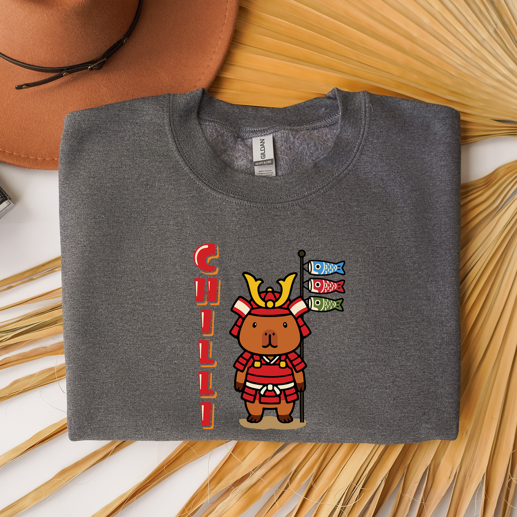 Chilli the Samurai Warrior Capybara Cartoon Sweater, Cute Kawaii Animal Gift for Adults