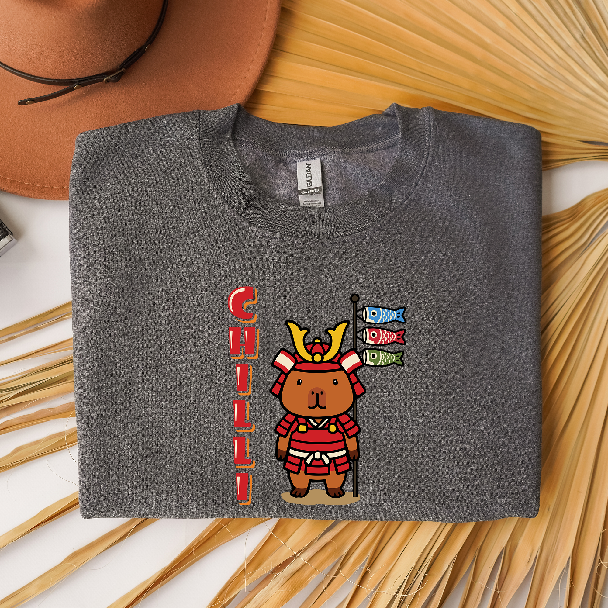 Chilli the Samurai Warrior Capybara Cartoon Sweater, Cute Kawaii Animal Gift for Adults