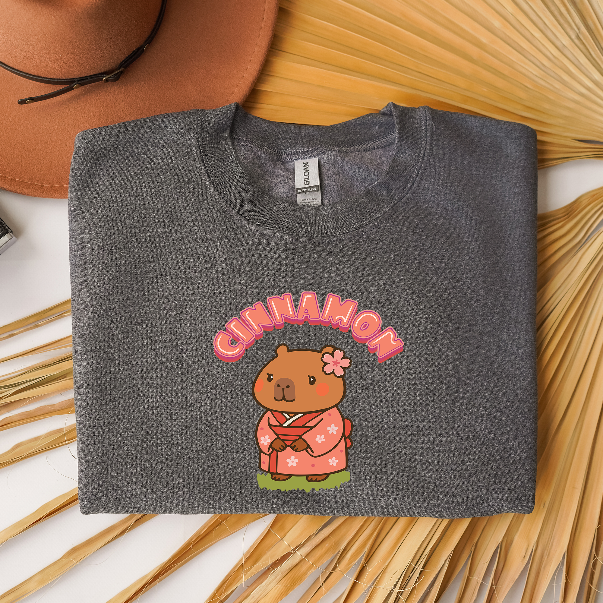 Cinnamon the Cherry Blossom Lover Capybara Cartoon Sweater, Cute Kawaii Animal Gift