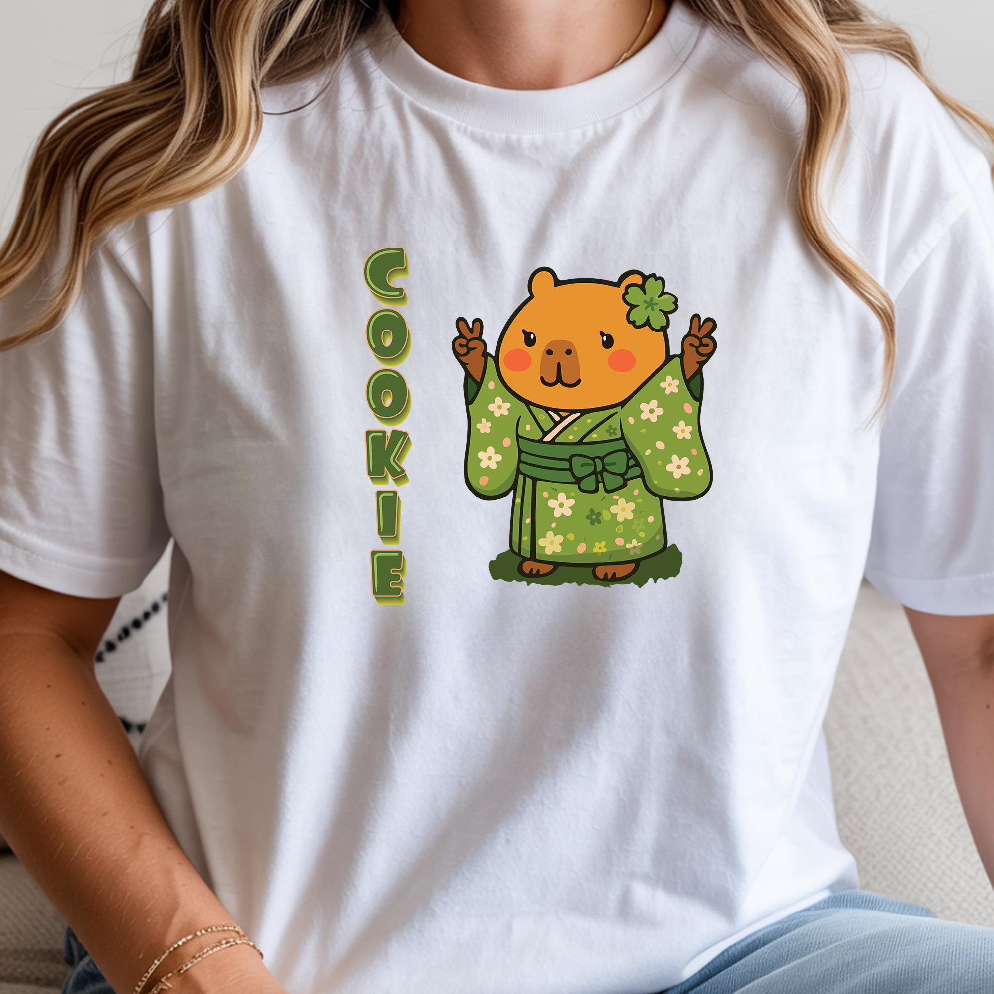 Cookie the Fun Lover Capybara Cartoon T-Shirt, Cute Kawaii Animal Gift