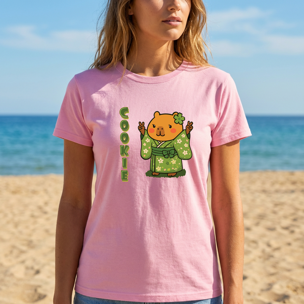 Cookie the Fun Lover Capybara Cartoon T-Shirt, Cute Kawaii Animal Gift