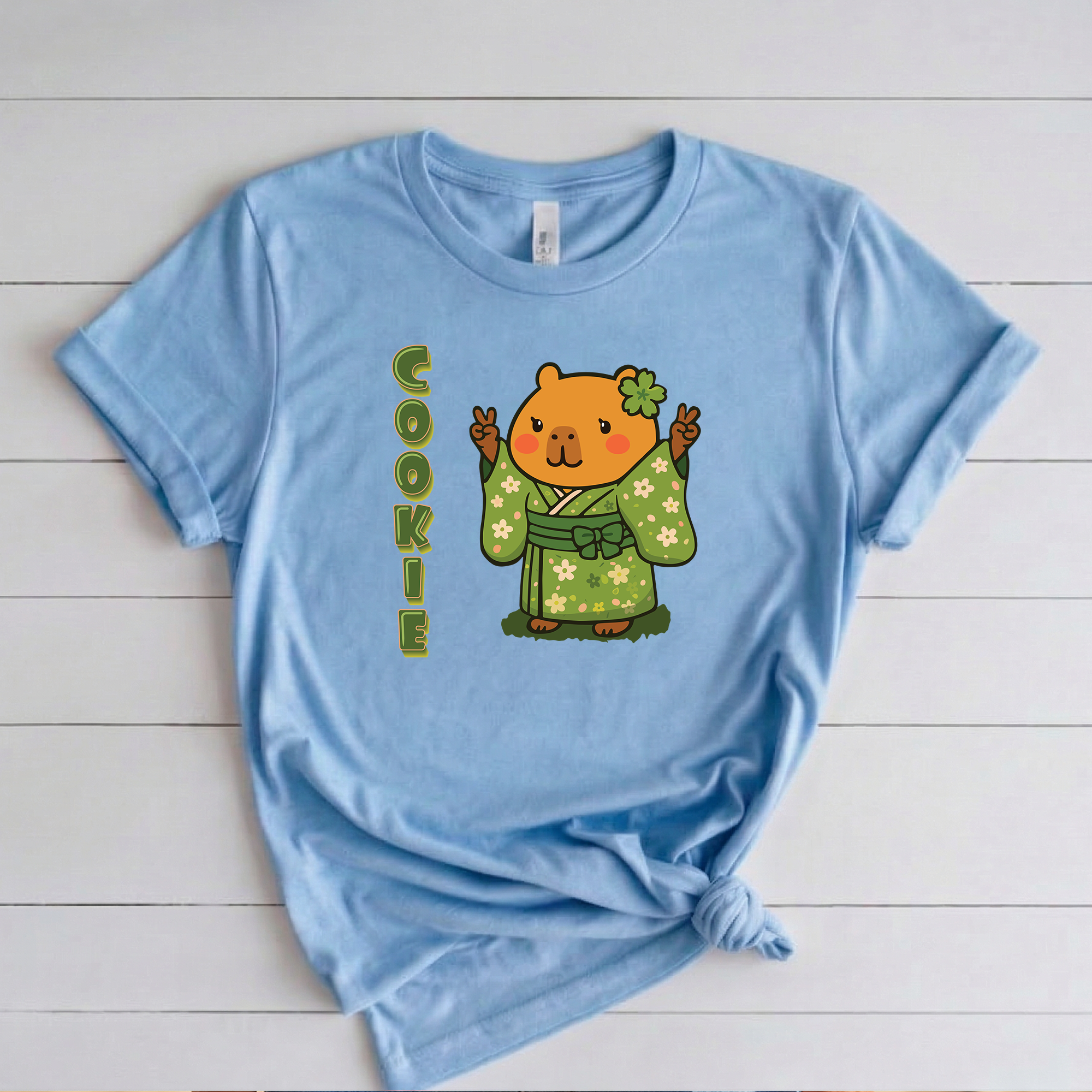 Cookie the Fun Lover Capybara Cartoon T-Shirt, Cute Kawaii Animal Gift