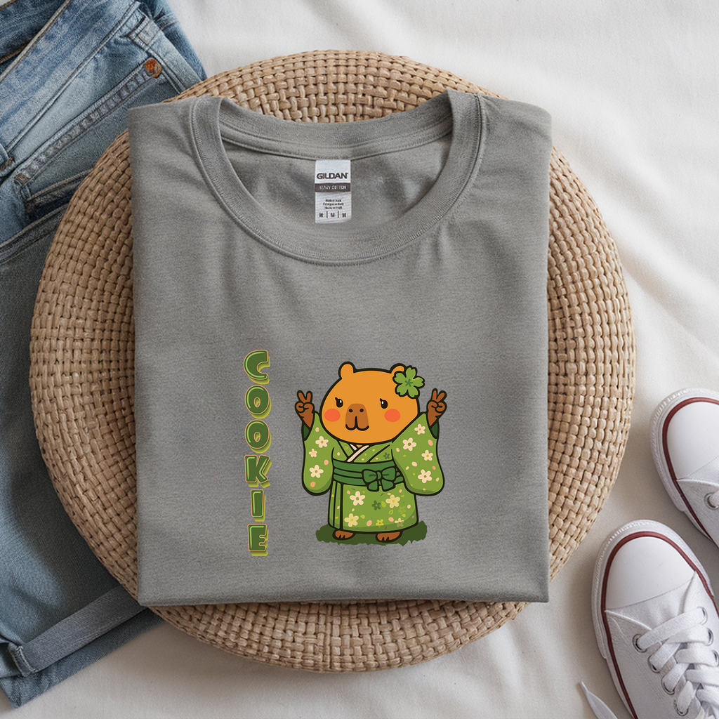 Cookie the Fun Lover Capybara Cartoon T-Shirt, Cute Kawaii Animal Gift