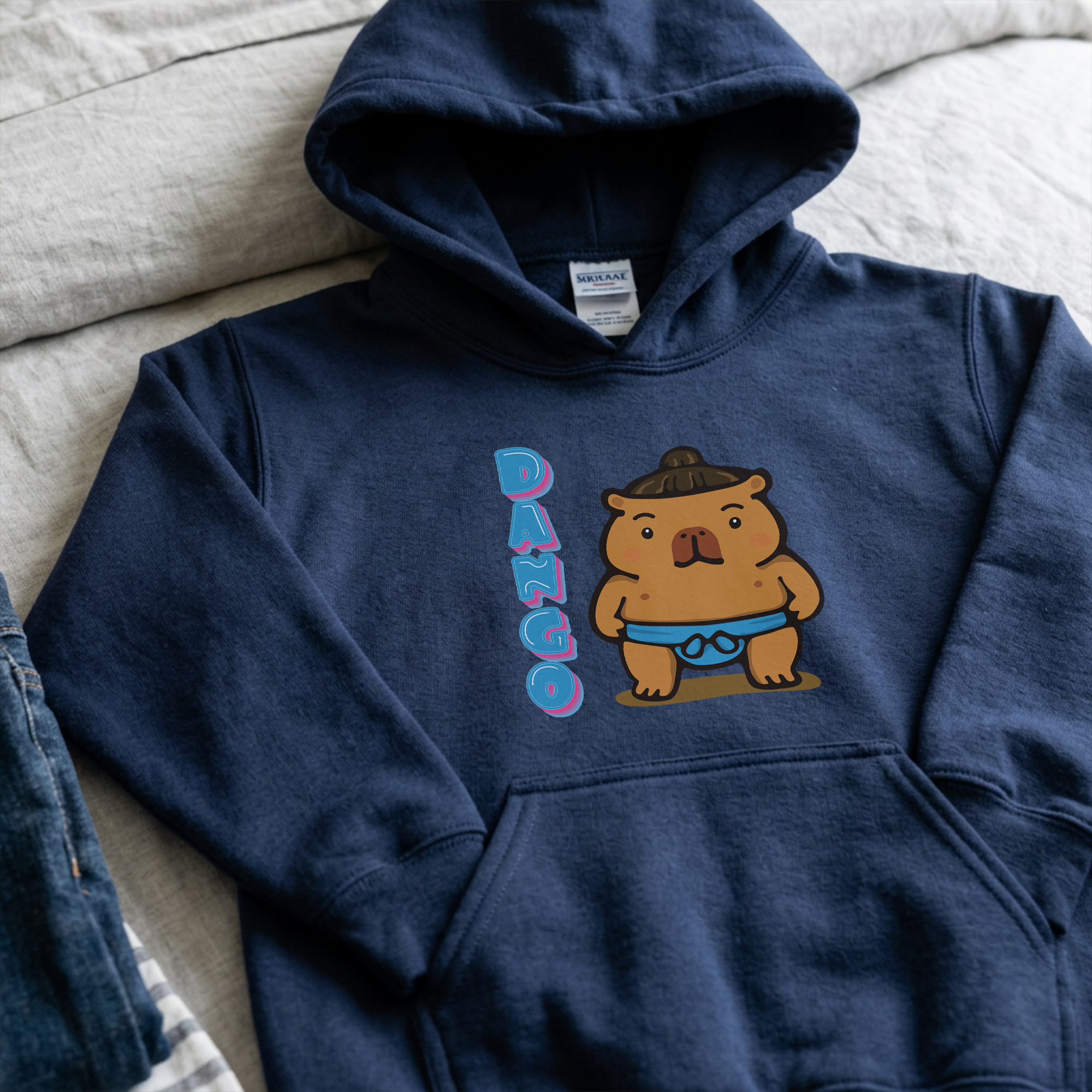 Dango the Sumo Lover Capybara Cartoon Hoodie, Cute Kawaii Animal Gift