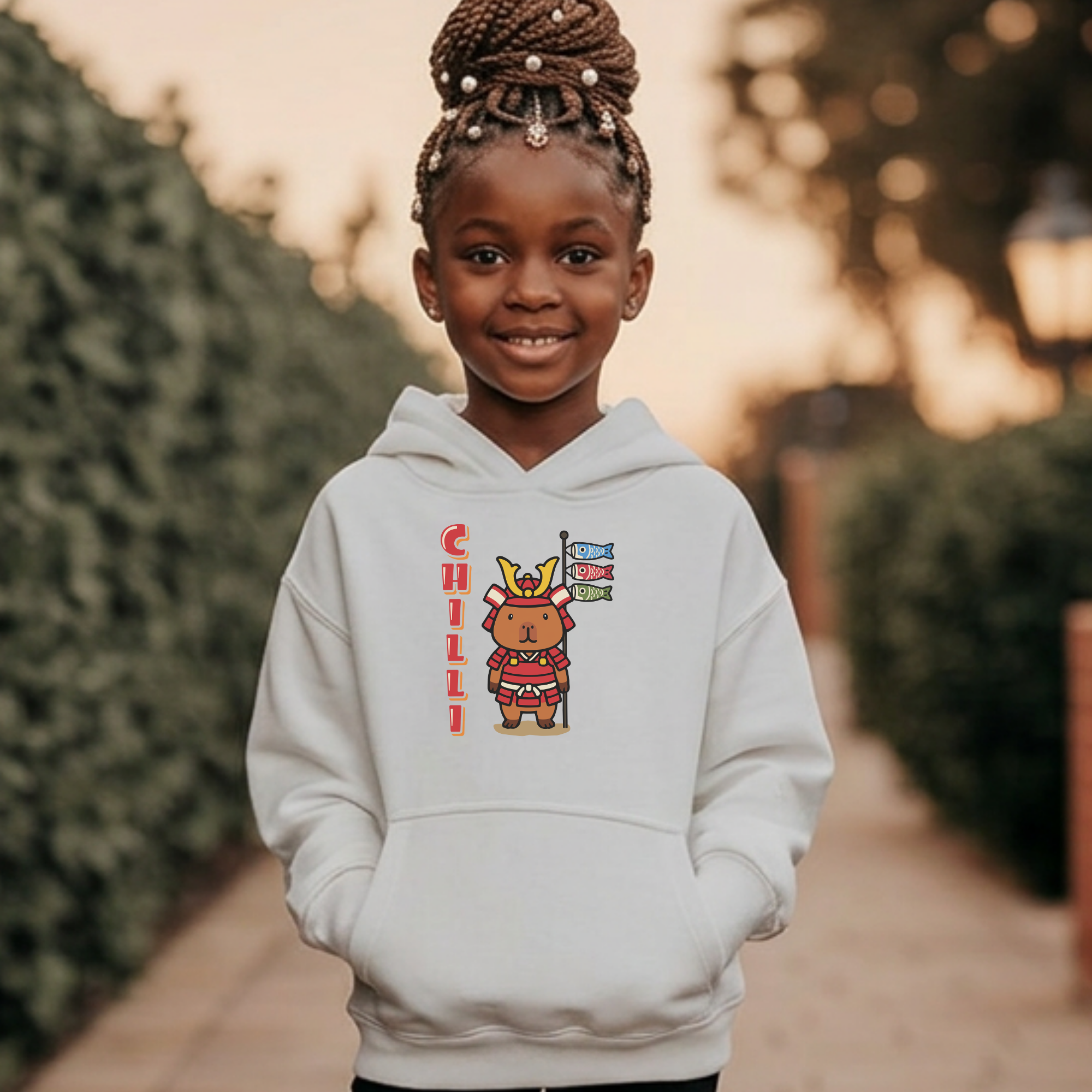 Chilli the Samurai Warrior Capybara Cartoon Hoodie, Cute Kawaii Animal Gift