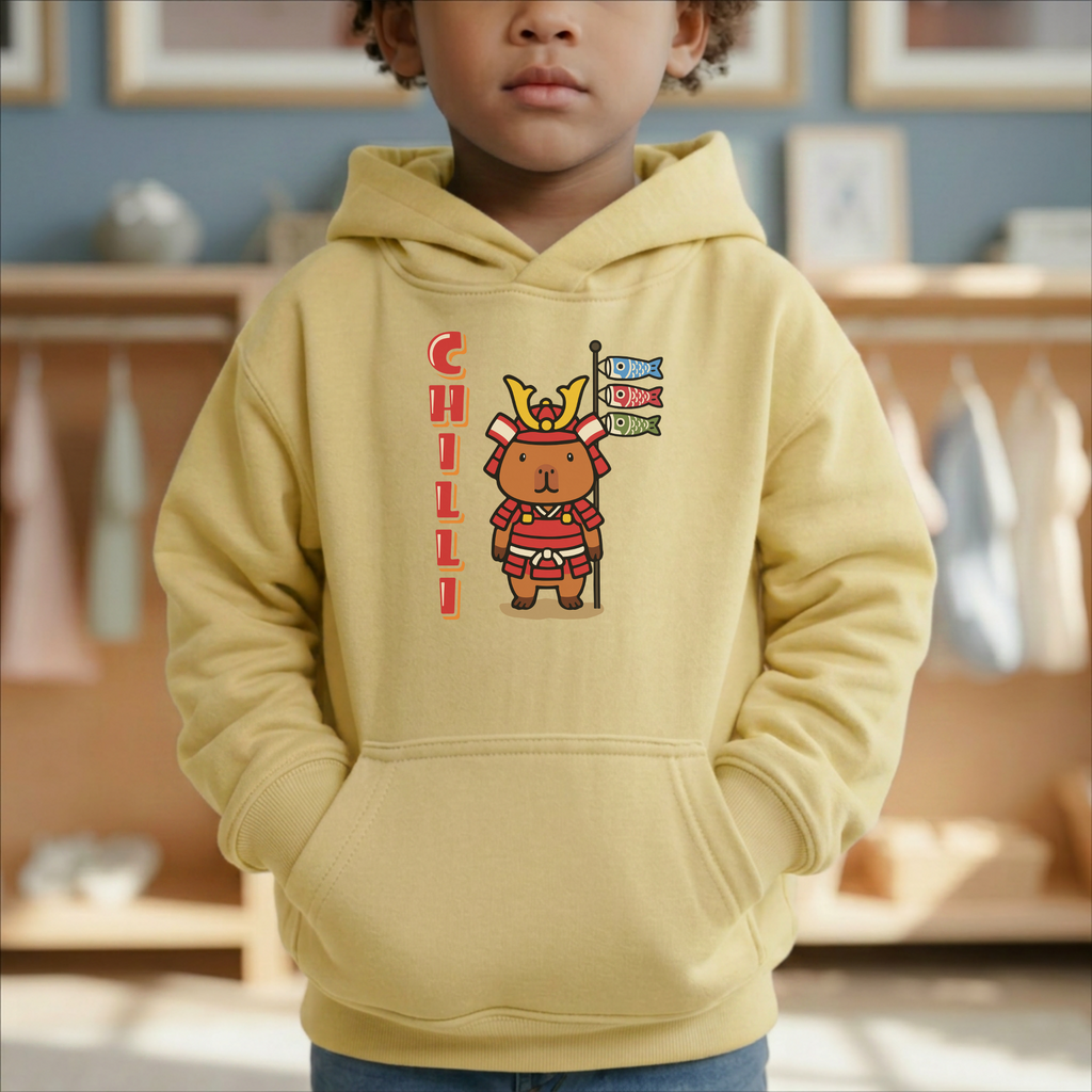 Chilli the Samurai Warrior Capybara Cartoon Hoodie, Cute Kawaii Animal Gift