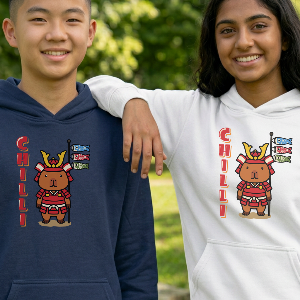 Chilli the Samurai Warrior Capybara Cartoon Hoodie, Cute Kawaii Animal Gift