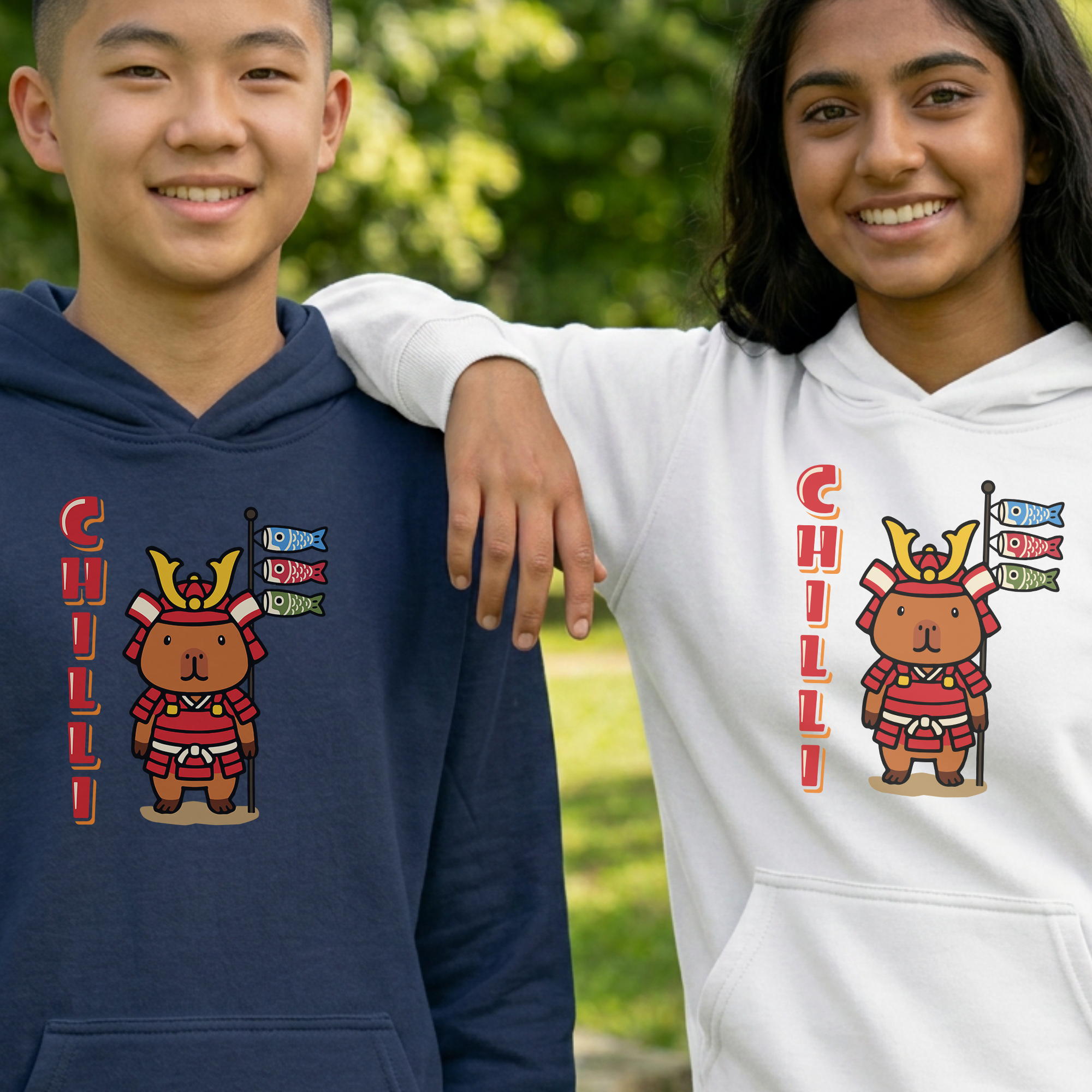 Chilli the Samurai Warrior Capybara Cartoon Hoodie, Cute Kawaii Animal Gift