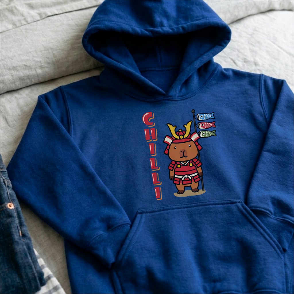 Chilli the Samurai Warrior Capybara Cartoon Hoodie, Cute Kawaii Animal Gift