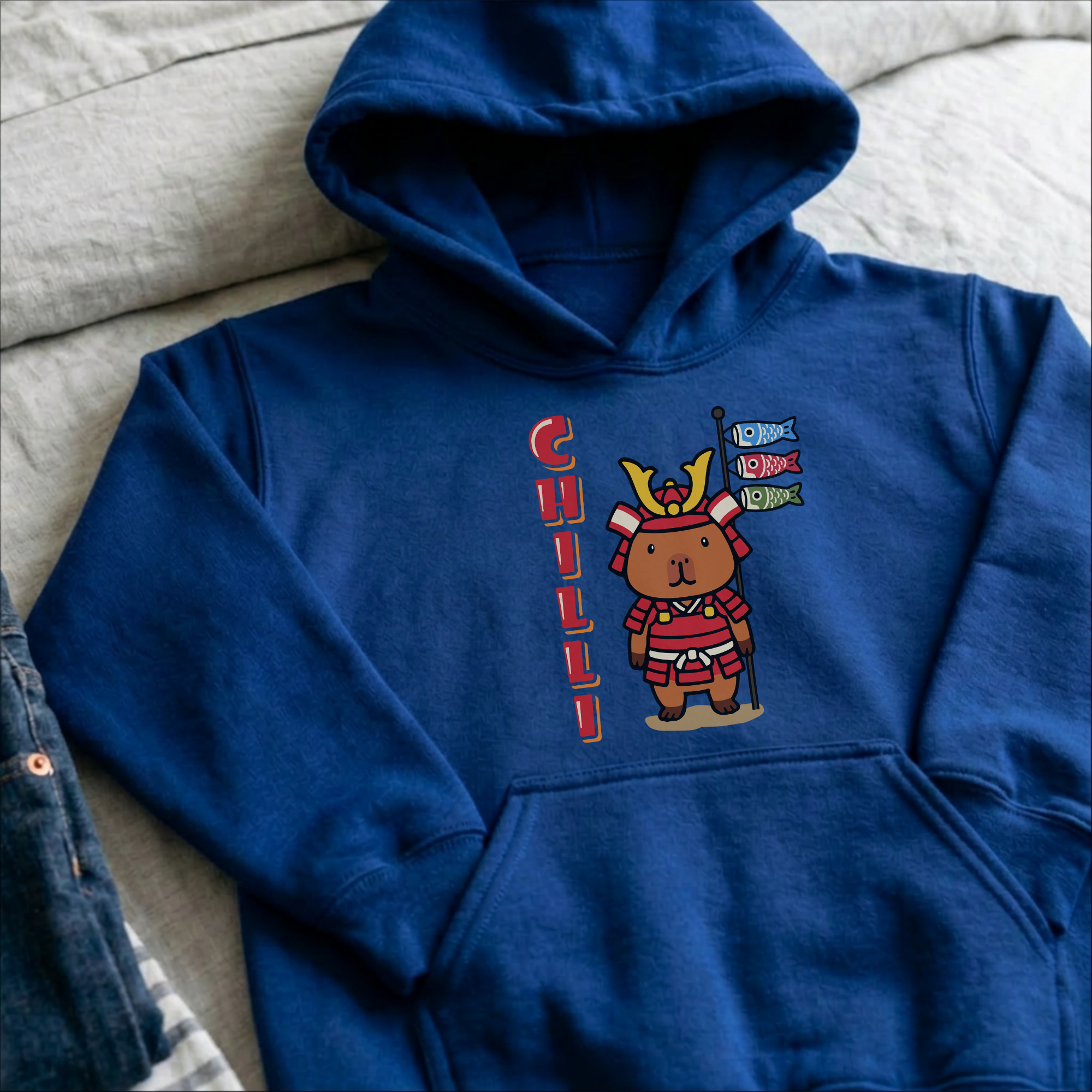 Chilli the Samurai Warrior Capybara Cartoon Hoodie, Cute Kawaii Animal Gift