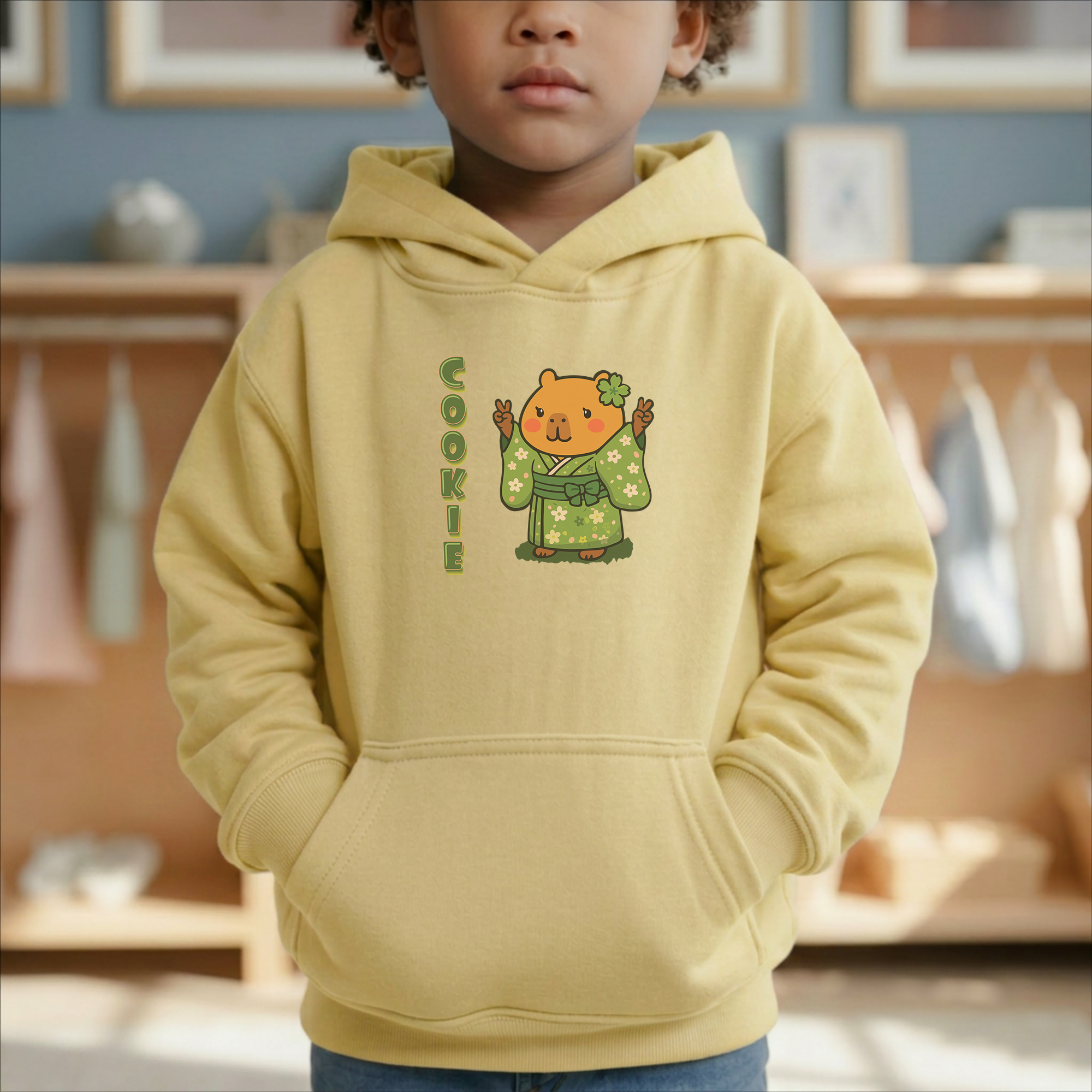 Cookie the Fun Lover Capybara Cartoon Hoodie, Cute Kawaii Animal Gift