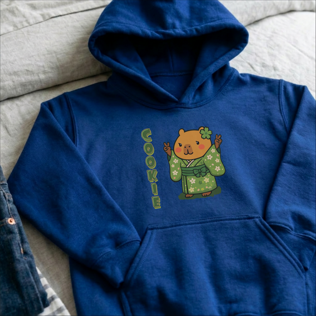 Cookie the Fun Lover Capybara Cartoon Hoodie, Cute Kawaii Animal Gift