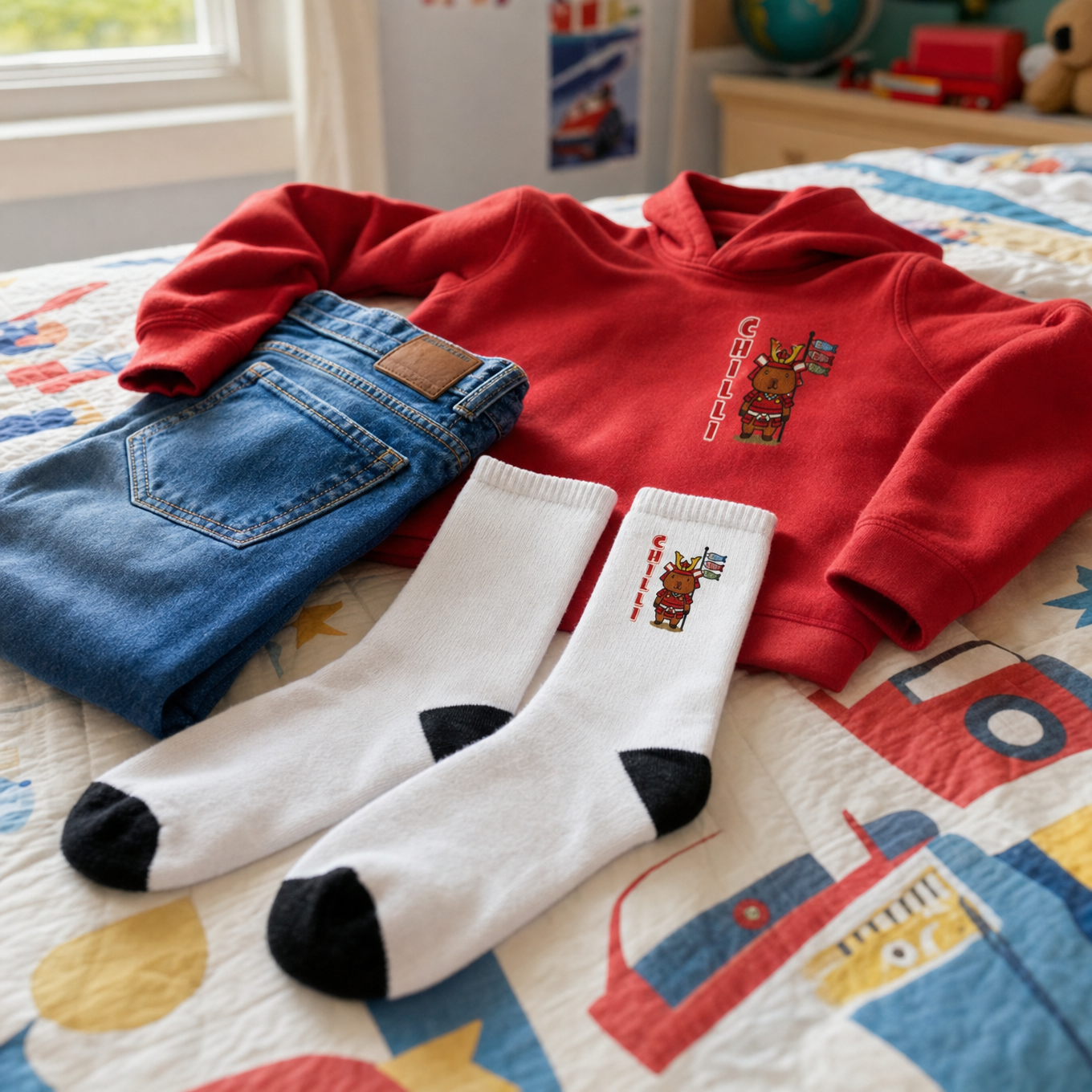 Chilli the Samurai Warrior Capybara Cartoon Socks, Cute Kawaii Animal Gift