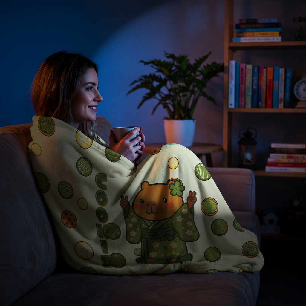 Cookie the Fun Lover Capybara Cartoon Soft Blanket, Cute Kawaii Animal Gift