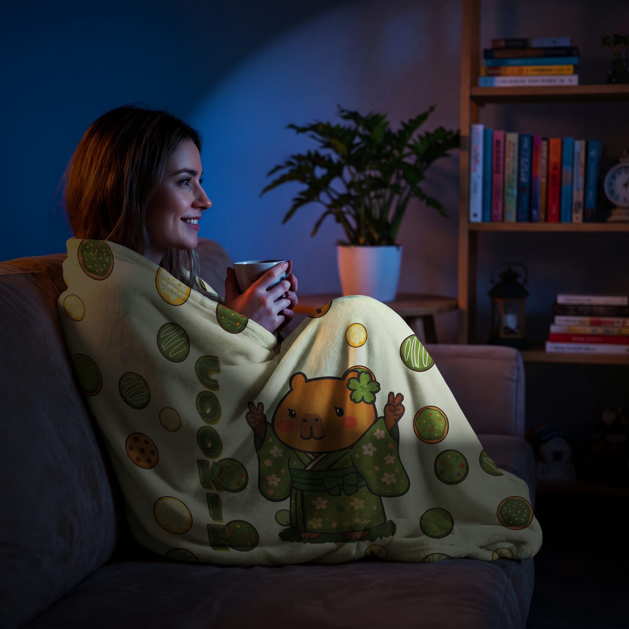 Cookie the Fun Lover Capybara Cartoon Soft Blanket, Cute Kawaii Animal Gift