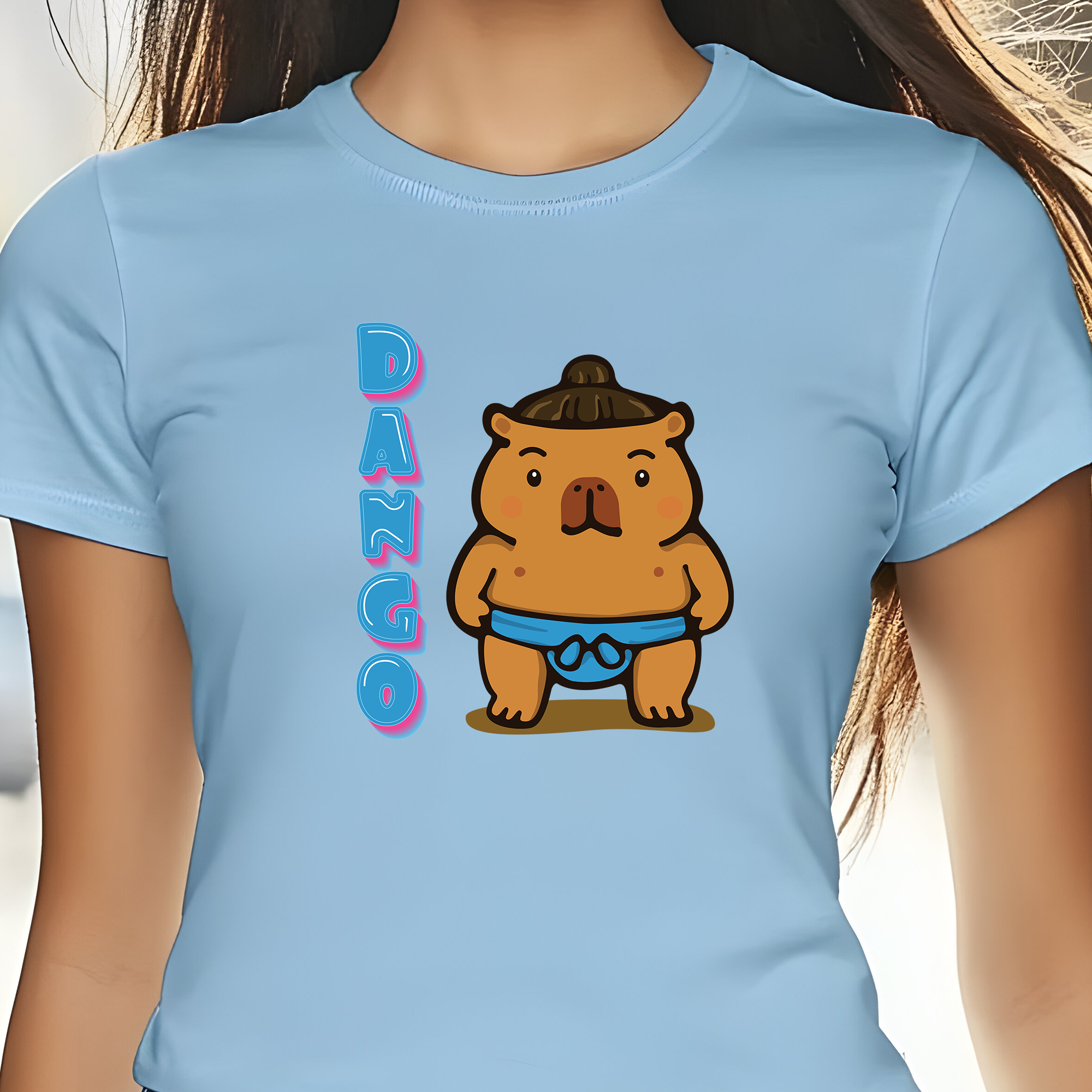 Dango the Sumo Lover Capybara Cartoon T-Shirt, Cute Kawaii Animal Gift