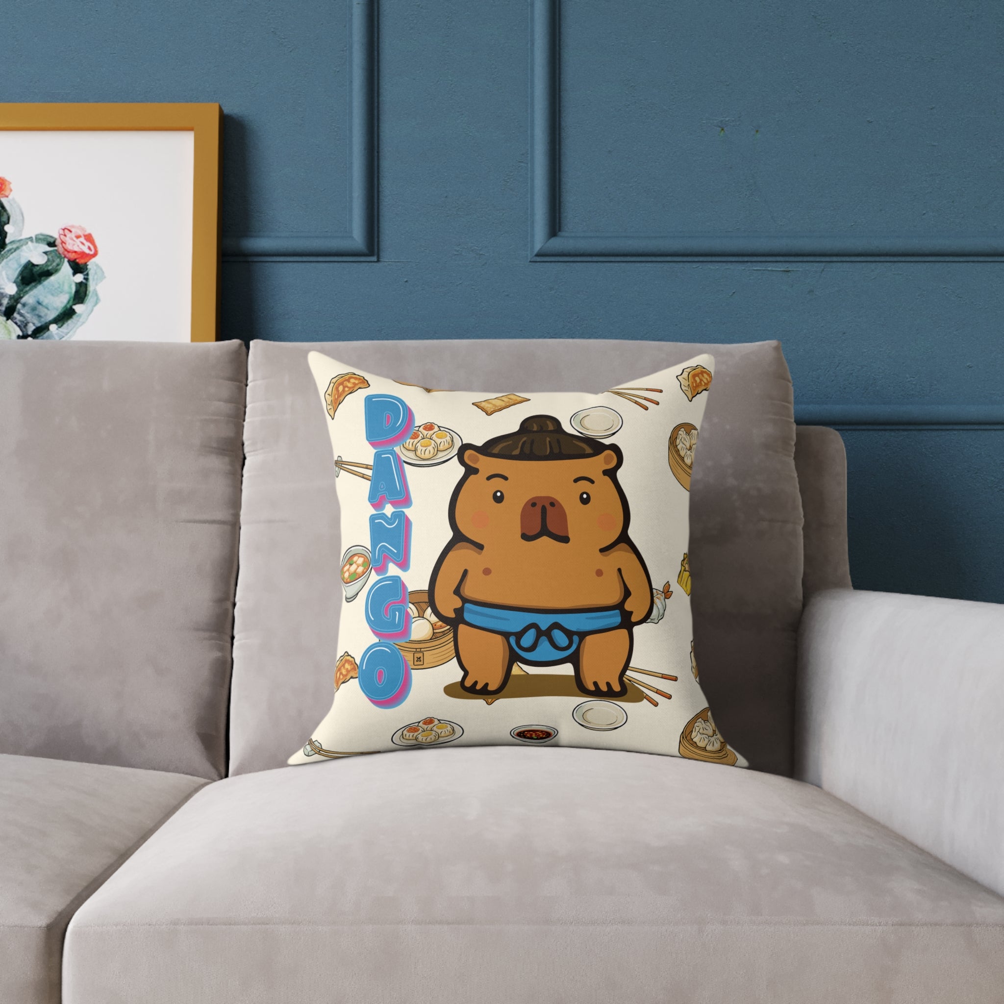 Dango the Sumo Lover Capybara Cartoon Pillow, Cute Kawaii Animal Gift