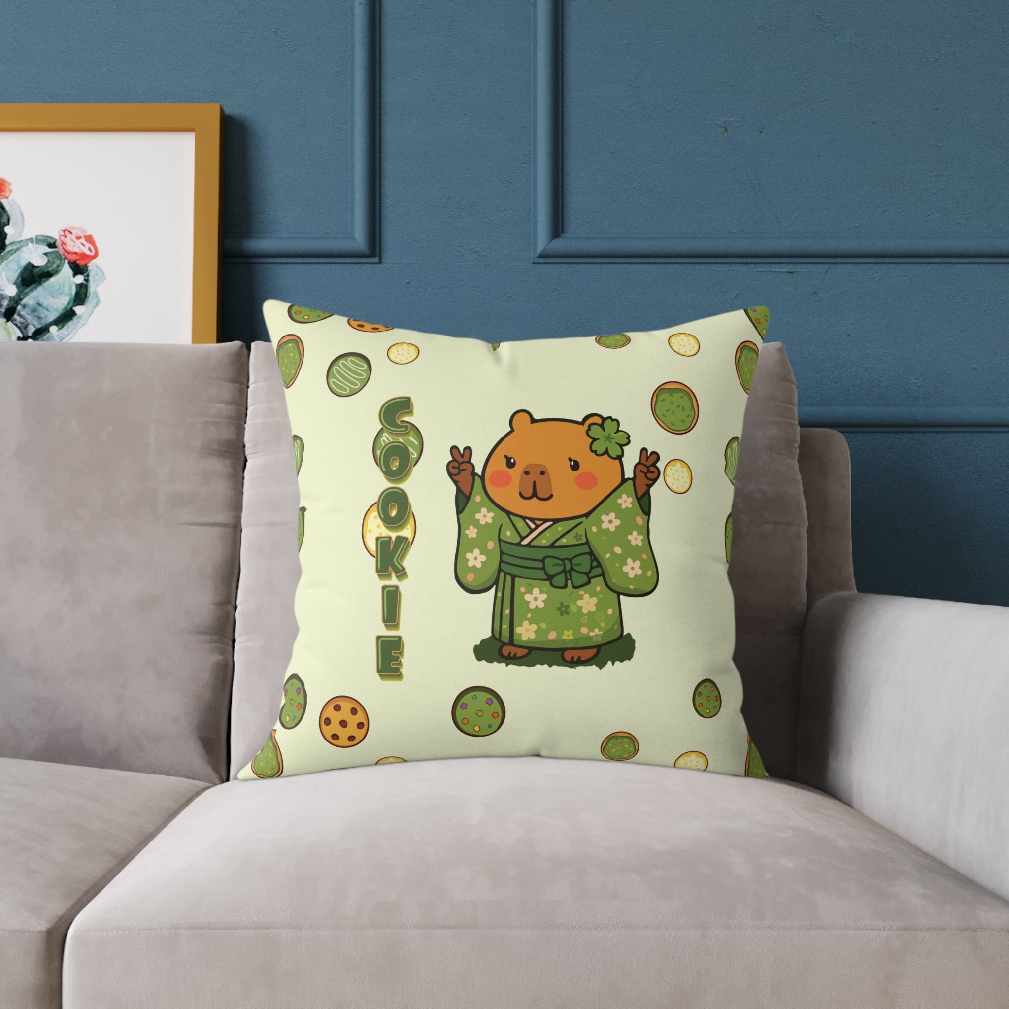 Cookie the Fun Lover Capybara Cartoon Pillow, Cute Kawaii Animal Gift