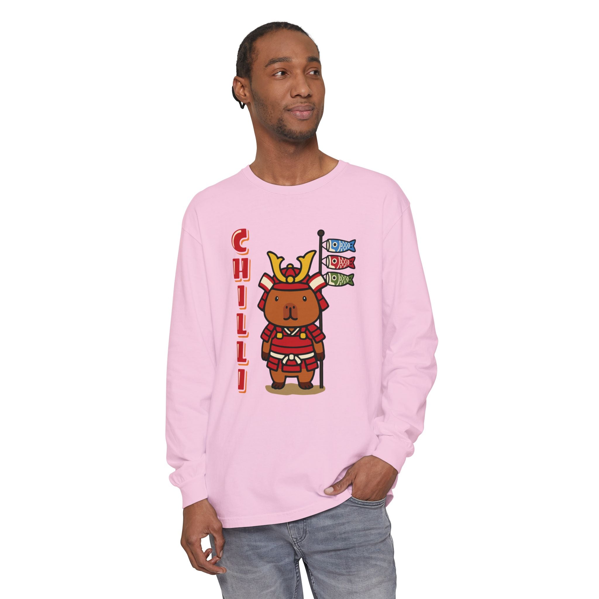 Chilli the Samurai Warrior Capybara Cartoon long sleeve shirt, Cute Kawaii Animal Gift