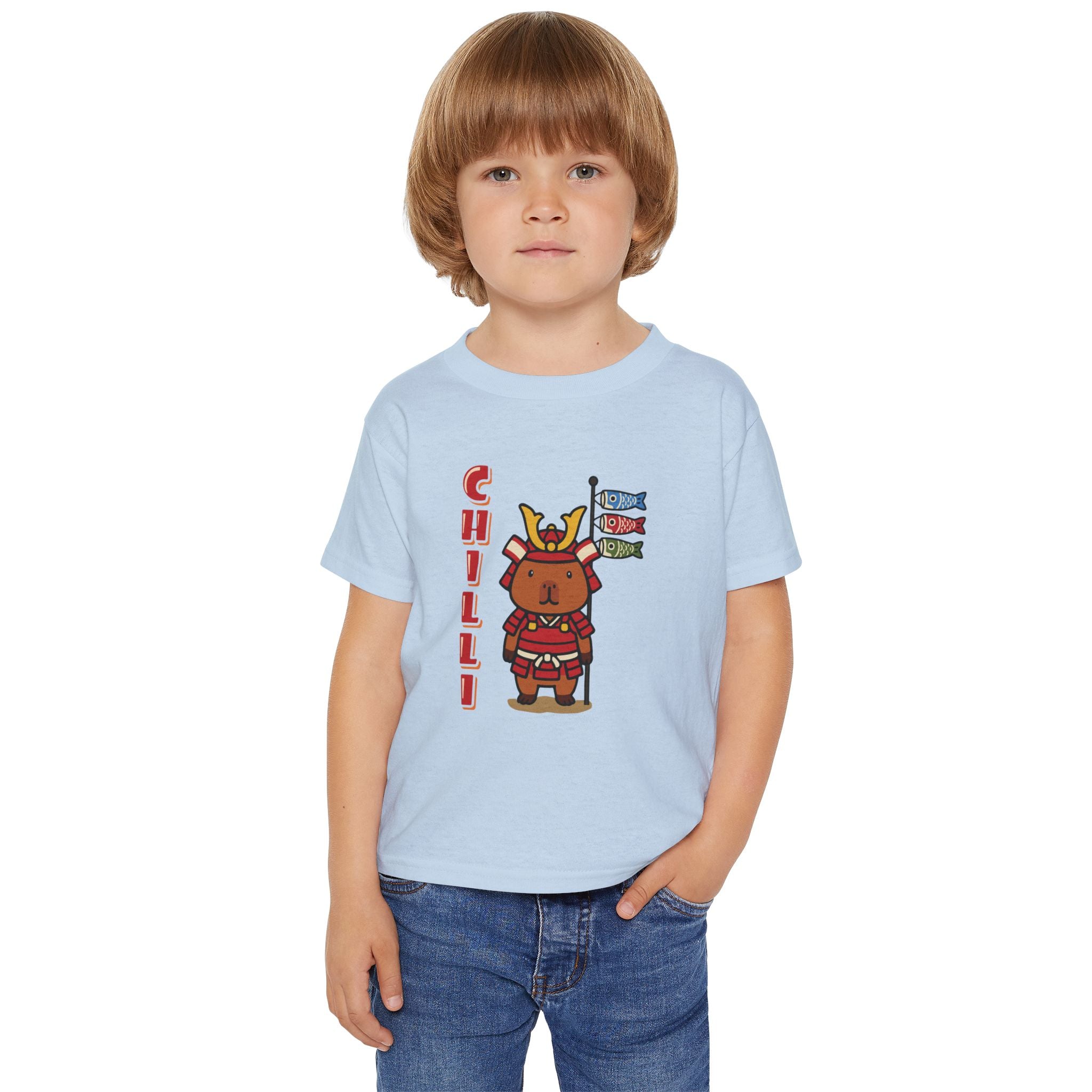 Chilli the Samurai Warrior Capybara Cartoon T-Shirt, Cute Kawaii Animal Gift