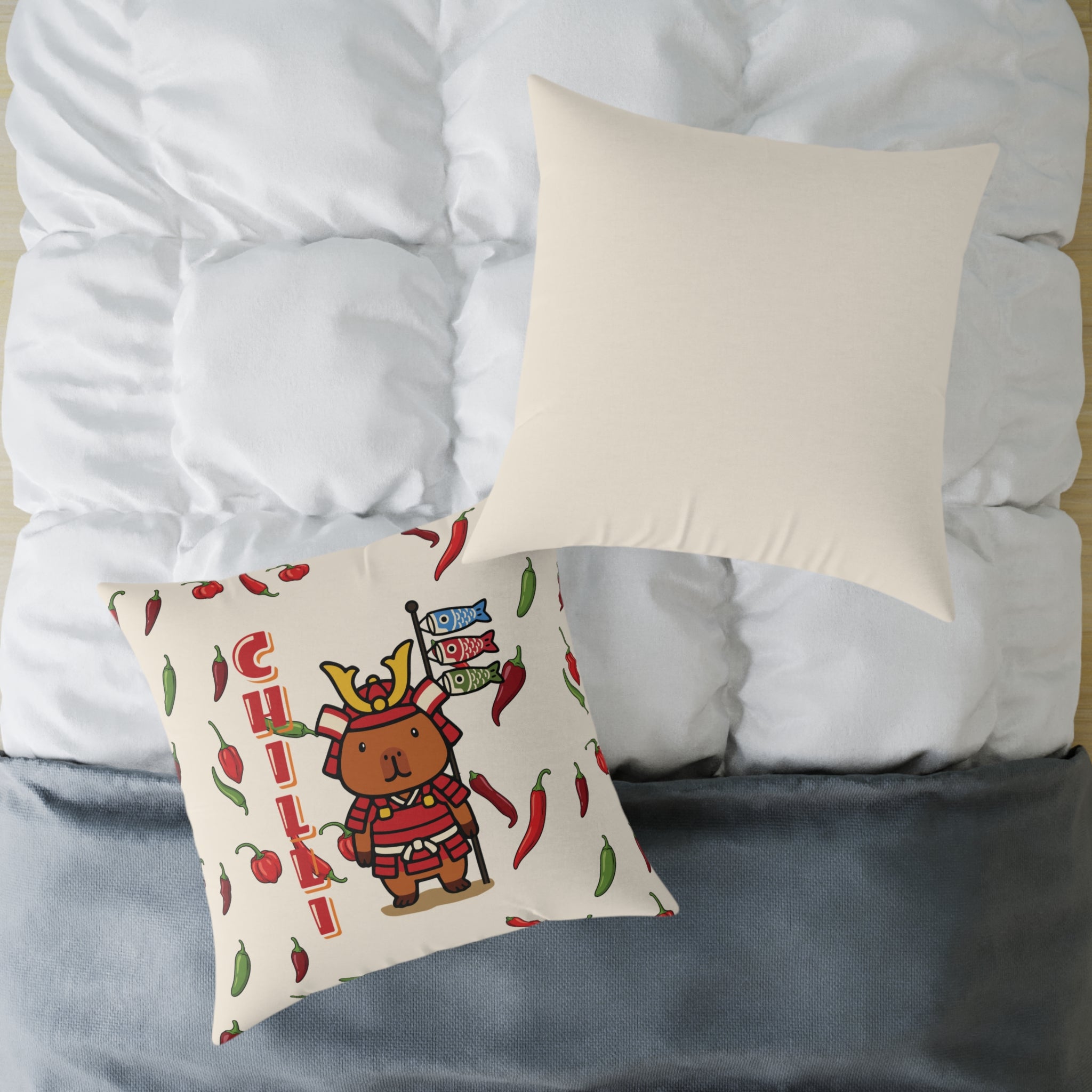 Chilli the Samurai Warrior Capybara Cartoon Pillow, Cute Kawaii Animal Gift