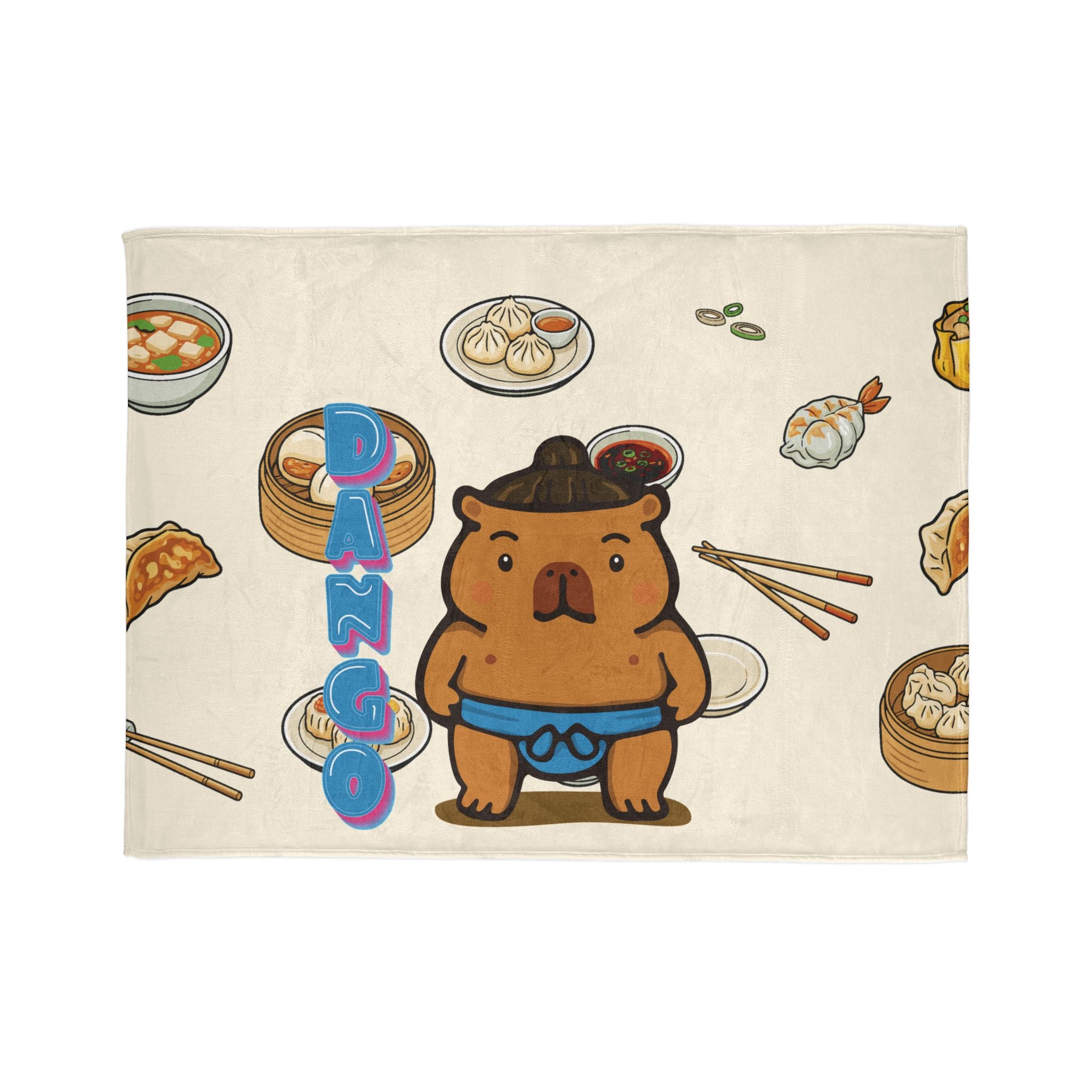 Dango the Sumo Lover Capybara Cartoon Soft Blanket, Cute Kawaii Animal Gift
