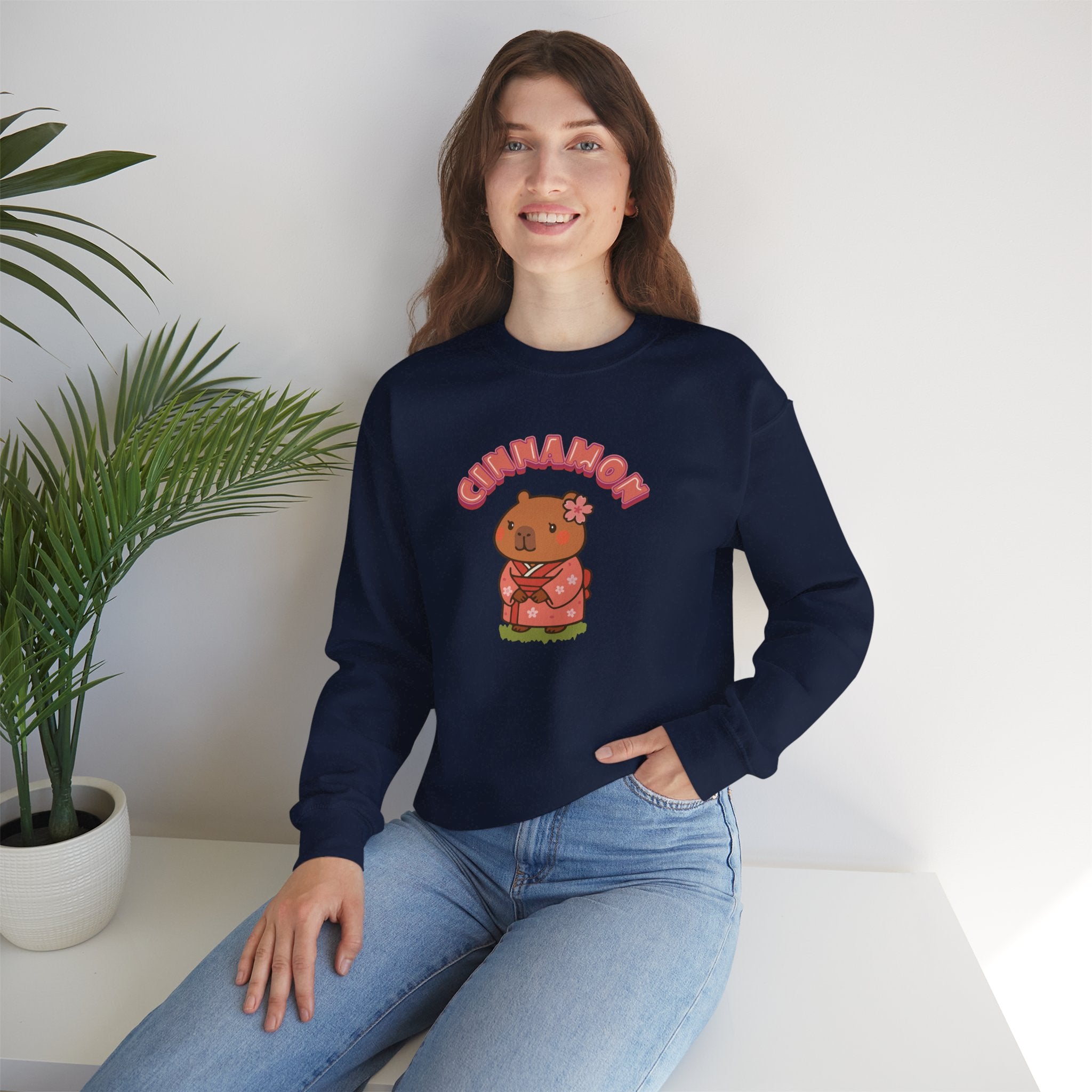 Cinnamon the Cherry Blossom Lover Capybara Cartoon Sweater, Cute Kawaii Animal Gift