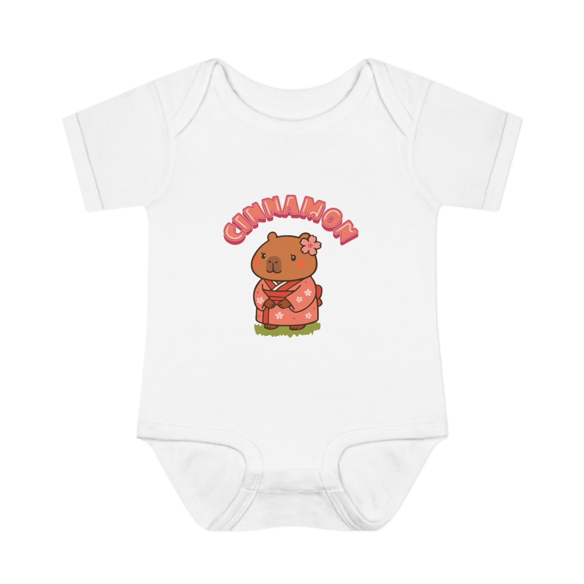 Cinnamon the Cherry Blossom Lover Capybara Cartoon Bodysuit, Cute Kawaii Animal Gift